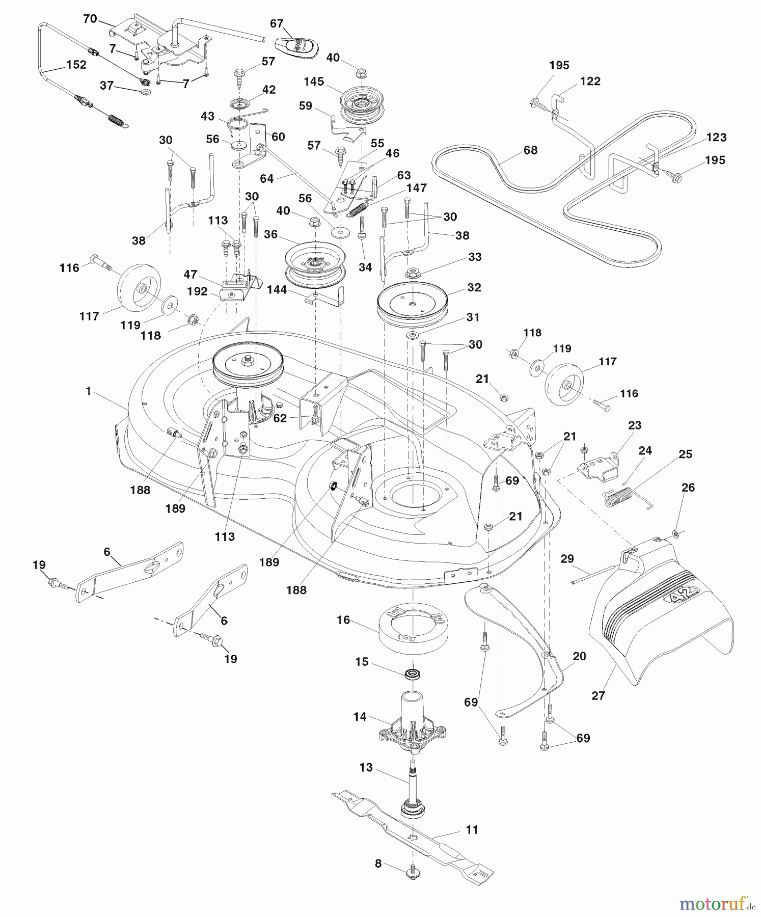 Husqvarna Rasen und Garten Traktoren PB 195H42LT (96042003602) - Husqvarna Lawn Tractor (2008-01 & After) Mower Deck
