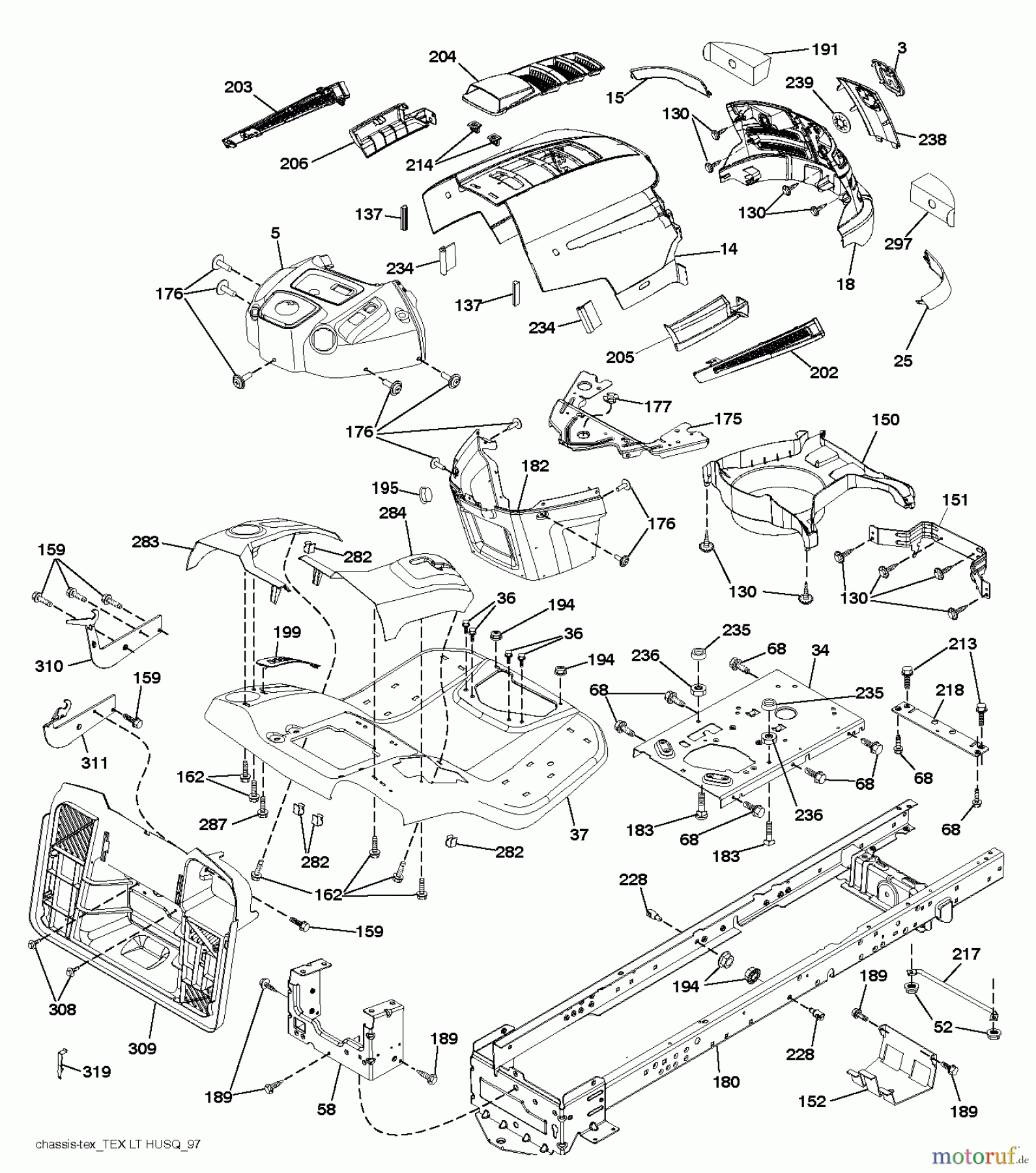 Husqvarna Rasen und Garten Traktoren SRD17530 (280022) - Husqvarna Lawn Tractor (2011-09 & After) CHASSIS ENCLOSURES