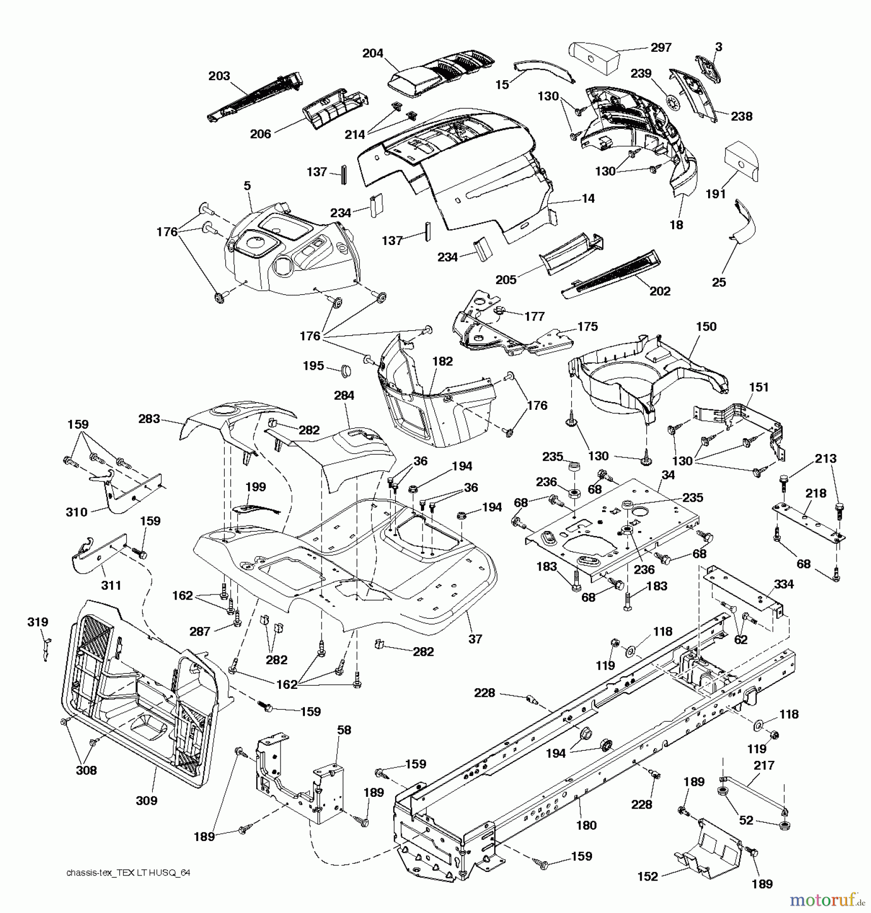 Husqvarna Rasen und Garten Traktoren SRD17530 (96055000200) - Husqvarna Lawn Tractor (2012-10 & After) CHASSIS ENCLOSURES