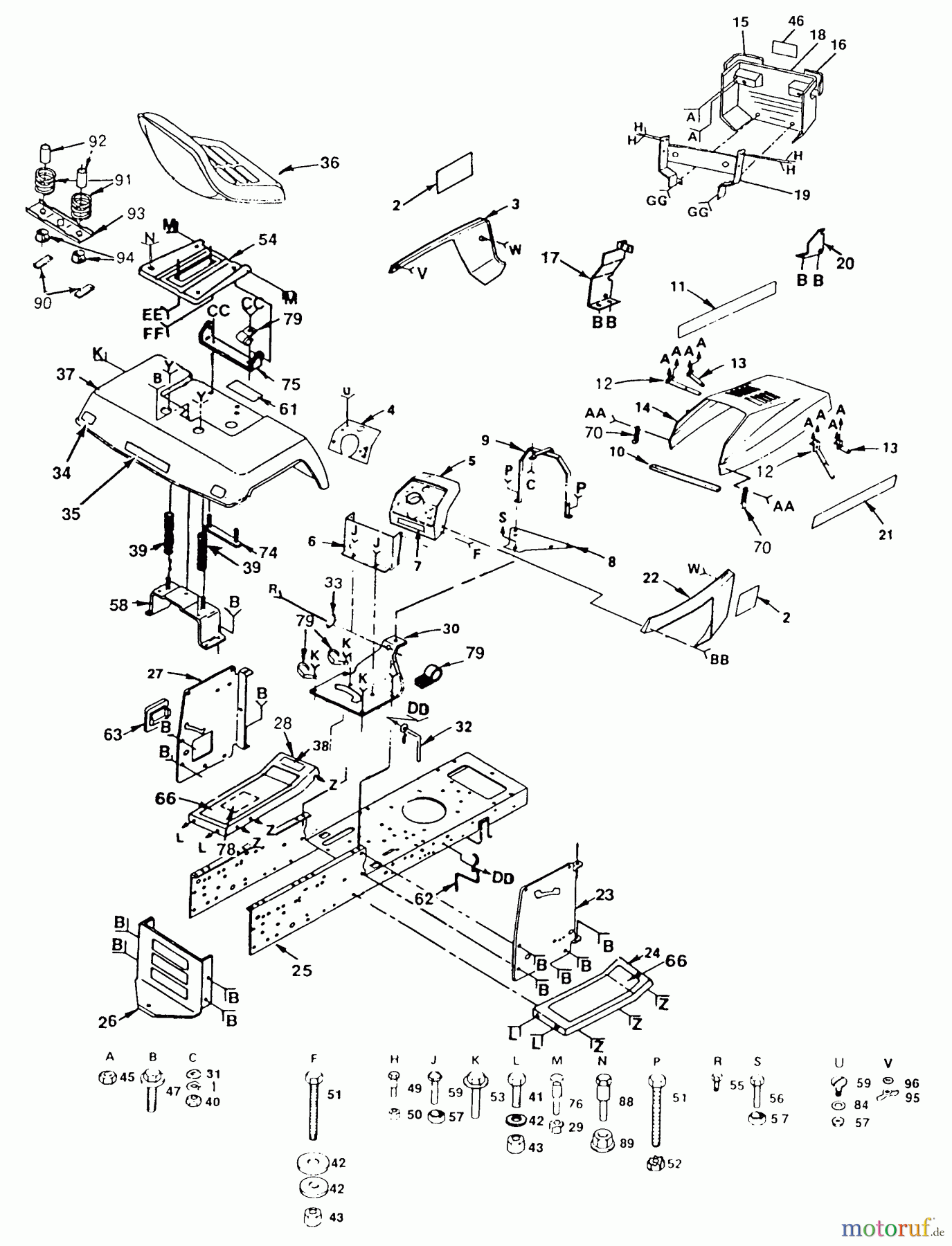 Husqvarna Rasen und Garten Traktoren YT 120 (954000061) - Husqvarna Yard Tractor (1990-01 & After) Enclosures (Part 1)