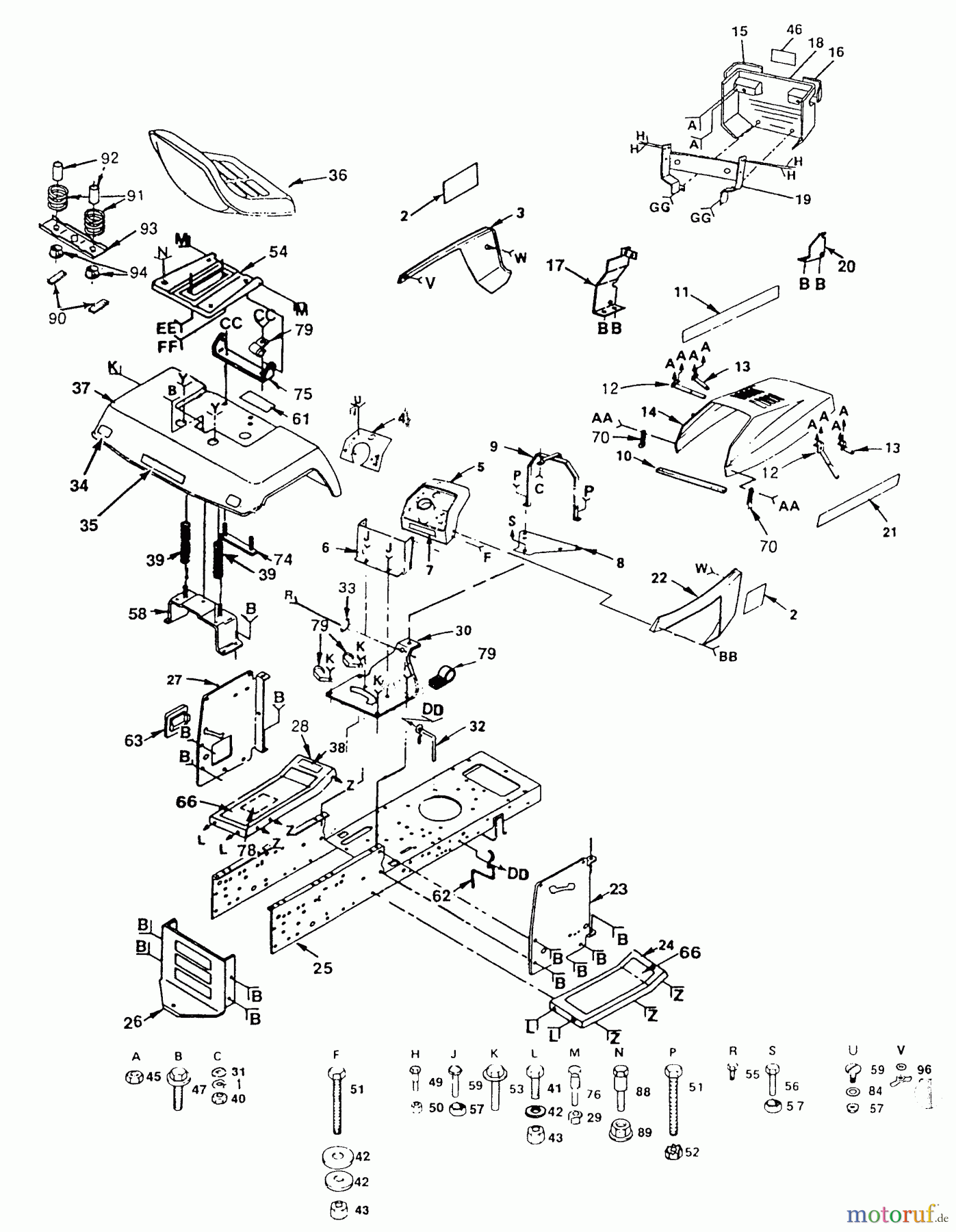 Husqvarna Rasen und Garten Traktoren YT 120 (HVYT120AR) - Husqvarna Yard Tractor (1990-03 & After) Enclosures (Part 1)