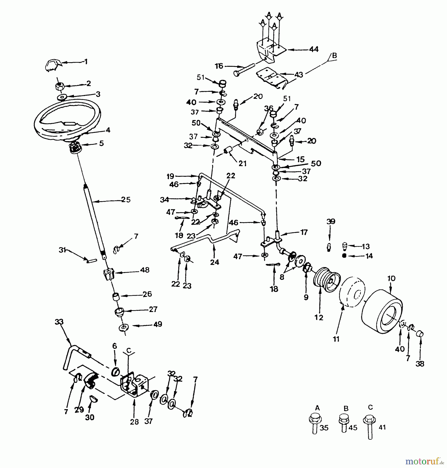 Husqvarna Rasen und Garten Traktoren YT 120 (HVYT120AR) - Husqvarna Yard Tractor (1990-03 & After) Steering, Front Axle And Wheel