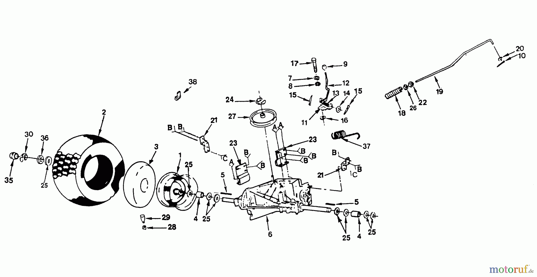 Husqvarna Rasen und Garten Traktoren YT 120 (HVYT120AR) - Husqvarna Yard Tractor (1990-03 & After) Transaxle And Rear Wheel (Part 1)