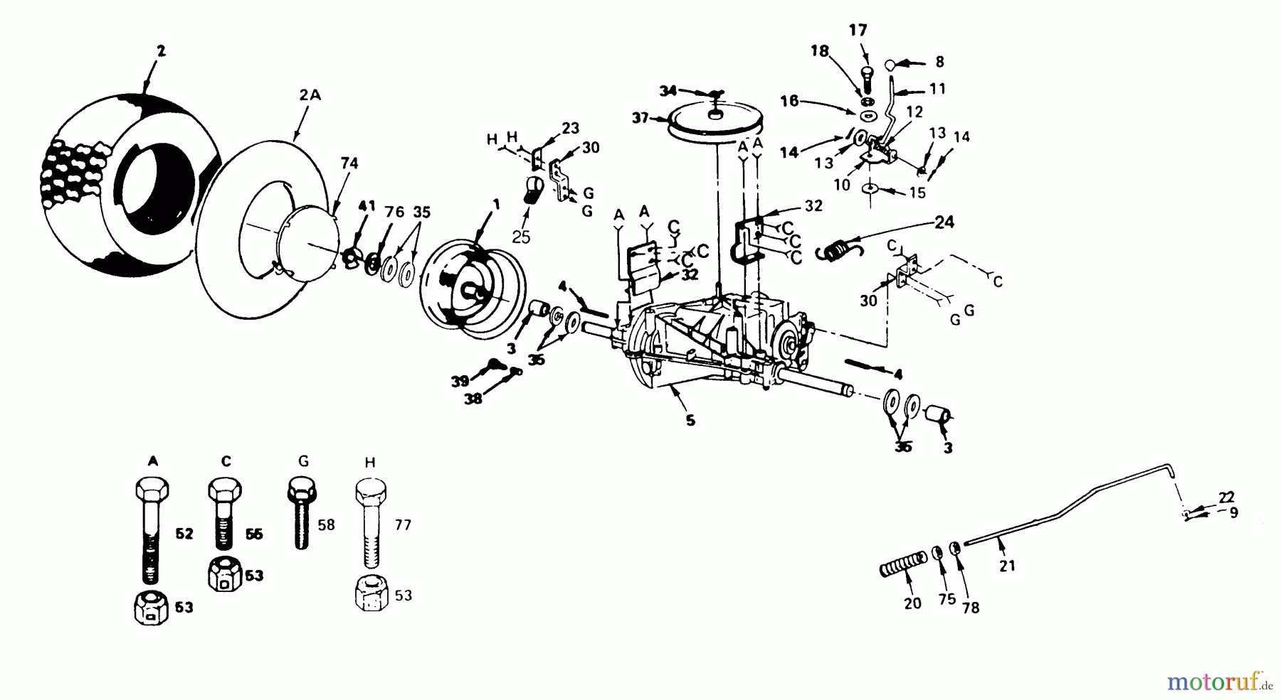 Husqvarna Rasen und Garten Traktoren YT 125 (954000041) - Husqvarna Yard Tractor (1990-01 & After) Transaxle And Rear Wheel