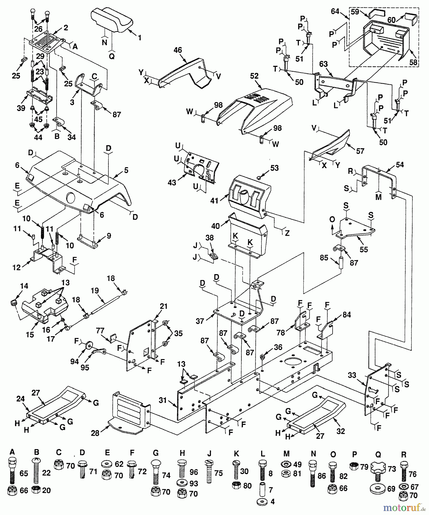 Husqvarna Rasen und Garten Traktoren YT 140H (954000151) (H14H38B) - Husqvarna Yard Tractor (1991-01 & After) Chassis And Enclosures (Part 1)