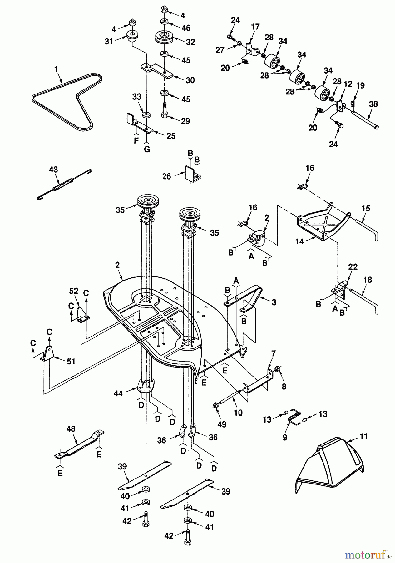 Husqvarna Rasen und Garten Traktoren YT 140H (954000151) (H14H38B) - Husqvarna Yard Tractor (1991-01 & After) Mower Deck (Part 1)