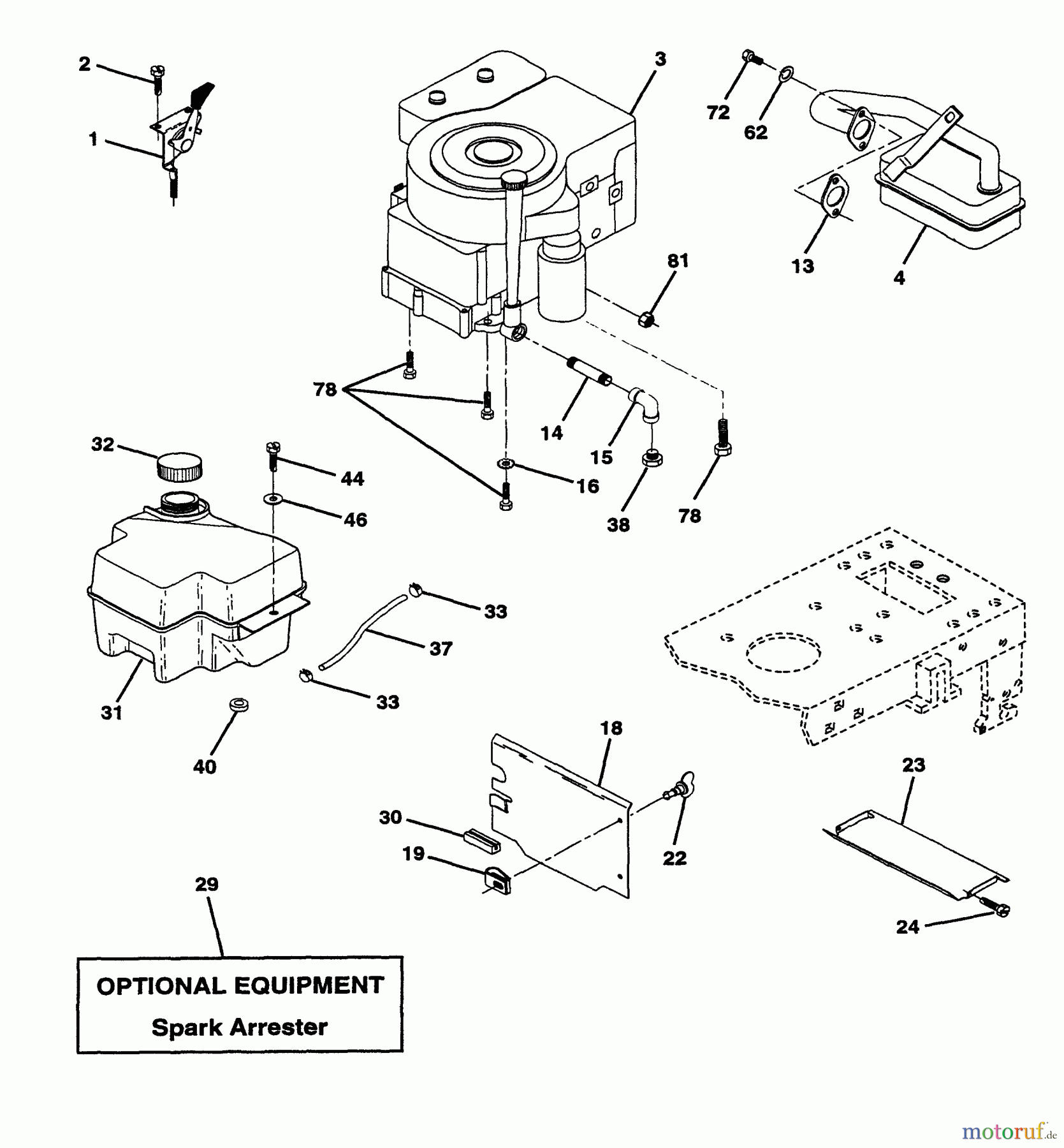 Husqvarna Rasen und Garten Traktoren YT 150 (954840021) (HCYT150A) - Husqvarna Yard Tractor (1996-01 to 1996-03) Engine