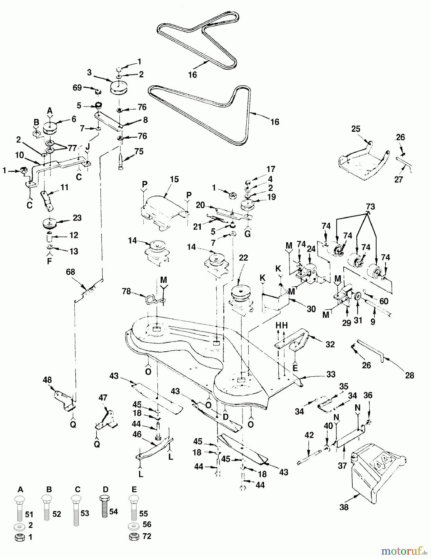 Husqvarna Rasen und Garten Traktoren YT 161H (127589) (H16H44B) - Husqvarna Yard Tractor (1990-11 & After) Mower (Part 1)