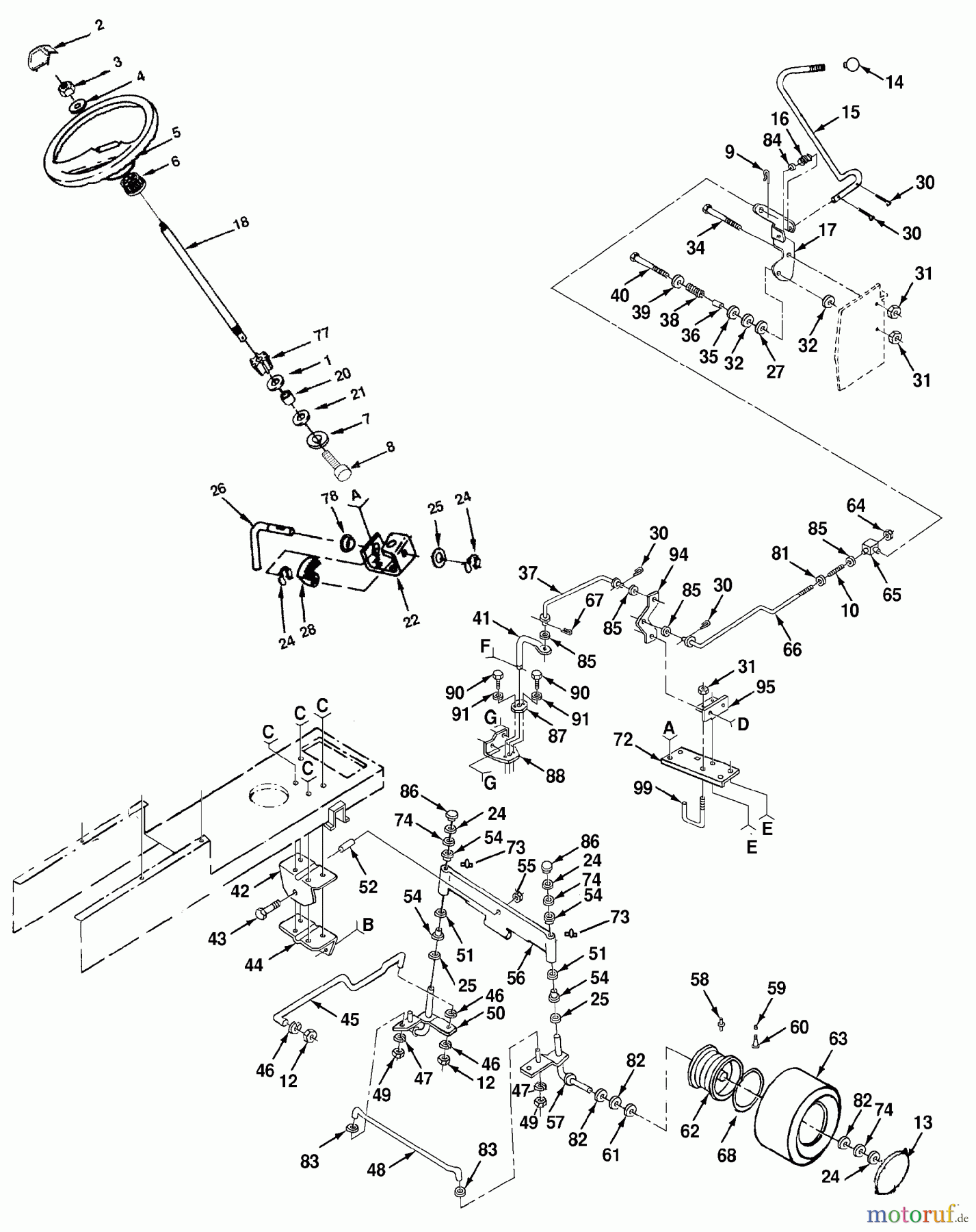 Husqvarna Rasen und Garten Traktoren YT 161H (127589) (H16H44B) - Husqvarna Yard Tractor (1990-11 & After) Steering Assembly (Part 1)