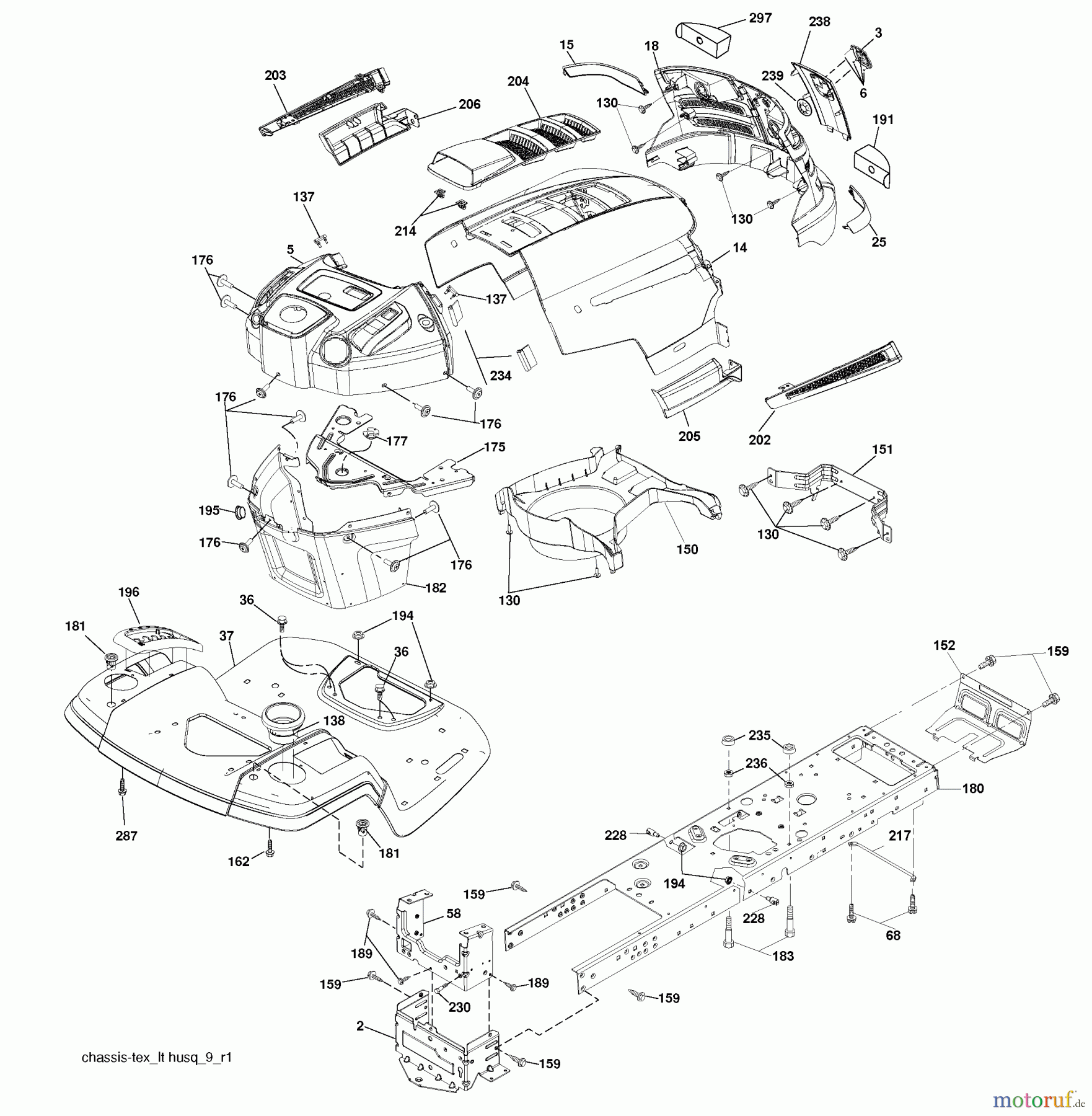 Husqvarna Rasen und Garten Traktoren YT 16542 (96043002406) - Husqvarna Yard Tractor (2009-04 & After) Chassis