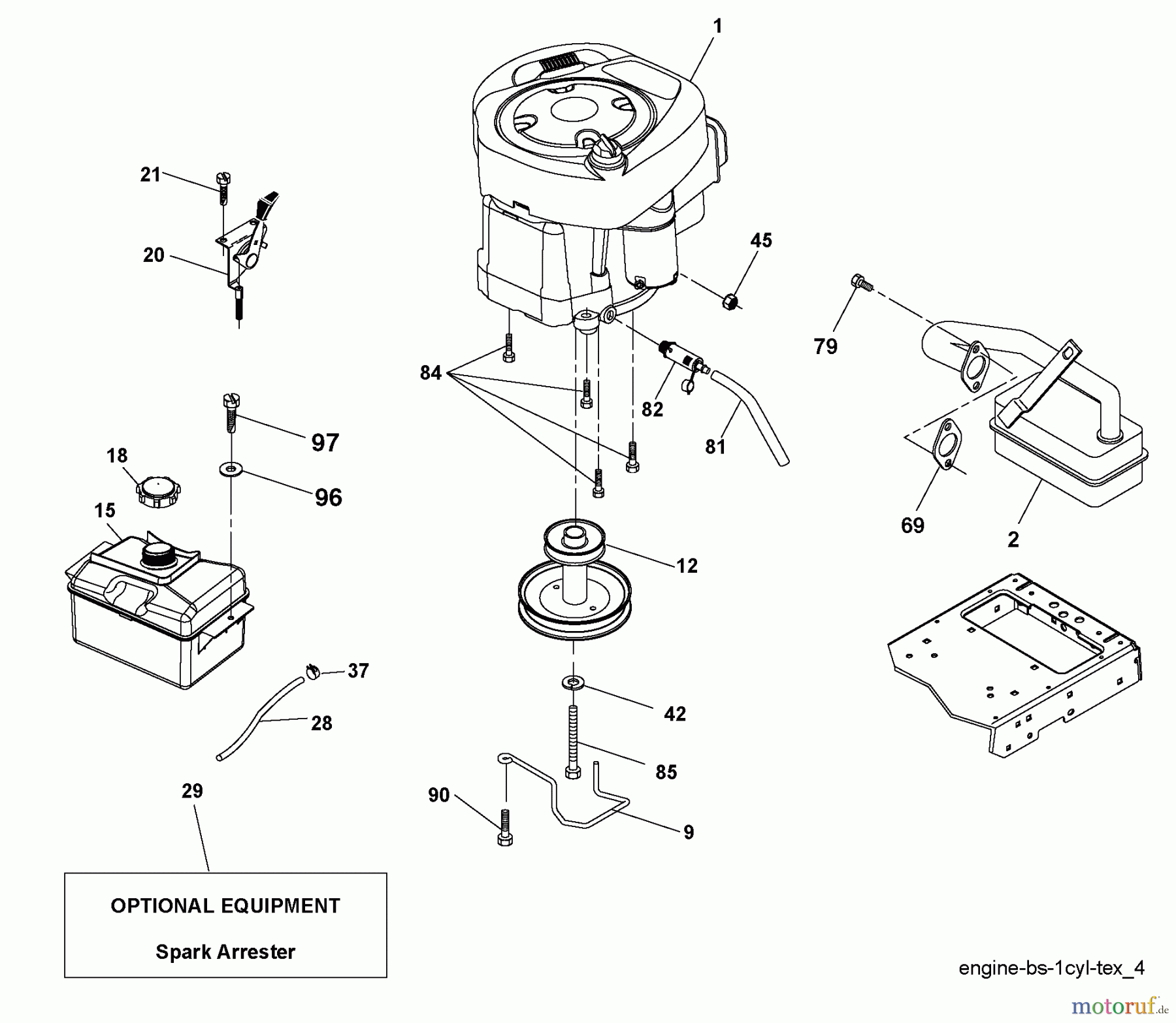 Husqvarna Rasen und Garten Traktoren YT 16542 (96043002406) - Husqvarna Yard Tractor (2009-04 & After) Engine
