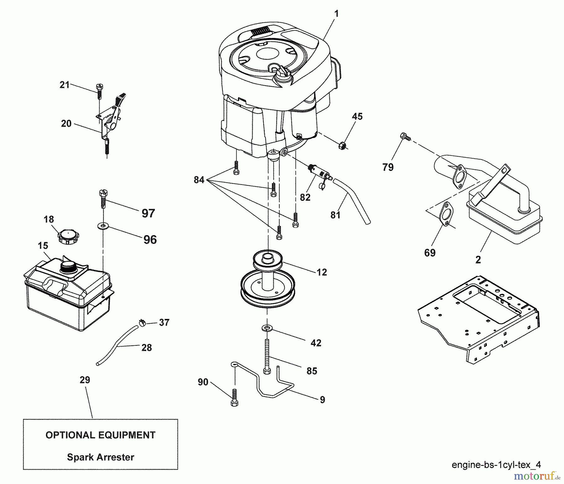 Husqvarna Rasen und Garten Traktoren YT 16542T (96043002402) - Husqvarna Yard Tractor (2007-02 & After) Engine