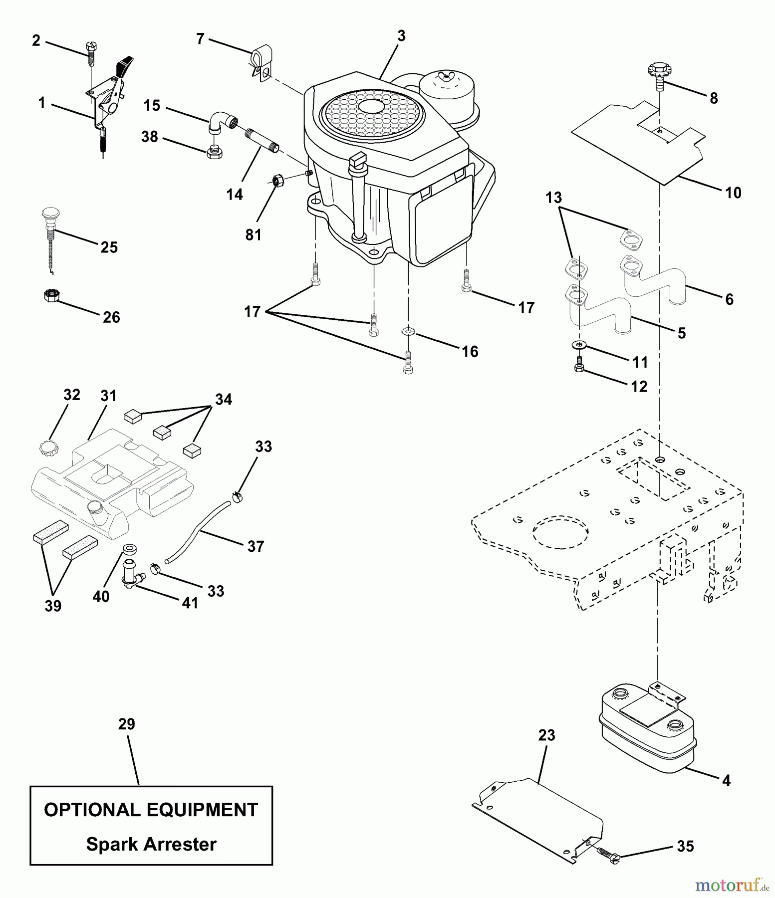 Husqvarna Rasen und Garten Traktoren YT 180 (954140009A) - Husqvarna Yard Tractor (1997-01 & After) Engine