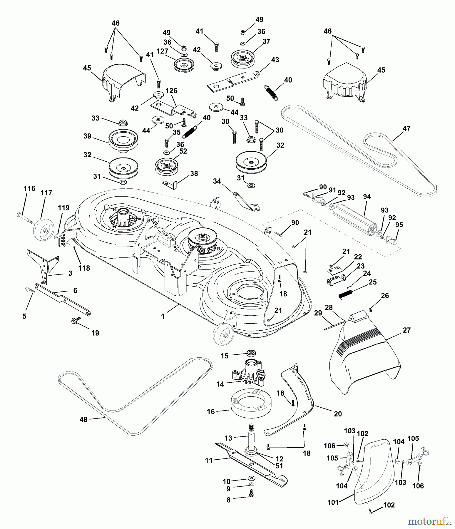 Husqvarna Rasen und Garten Traktoren YT 180 (954140009A) - Husqvarna Yard Tractor (1997-01 & After) Mower Deck