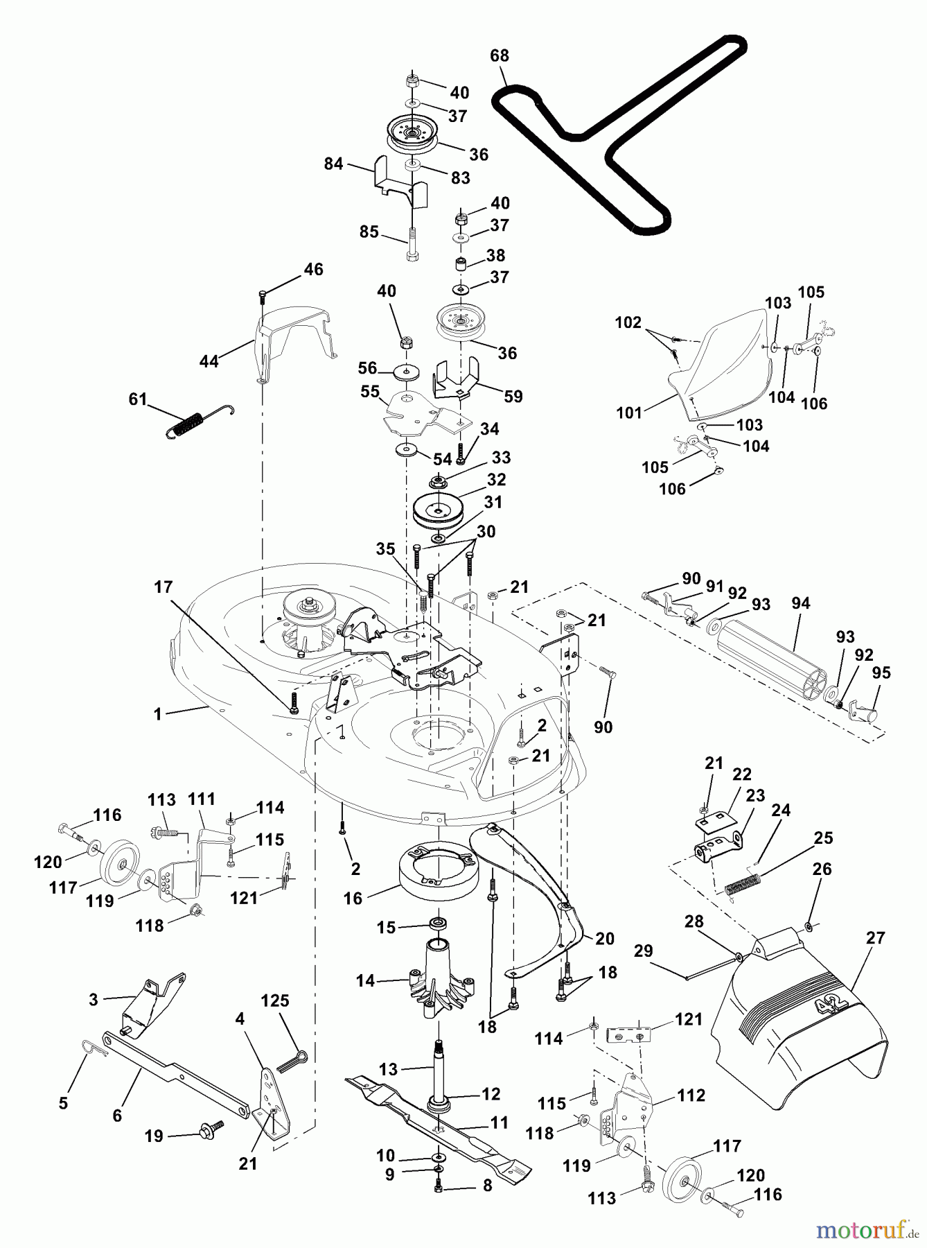 Husqvarna Rasen und Garten Traktoren YT 190 (954001982A) - Husqvarna Yard Tractor (1995-03 & After) Mower Deck