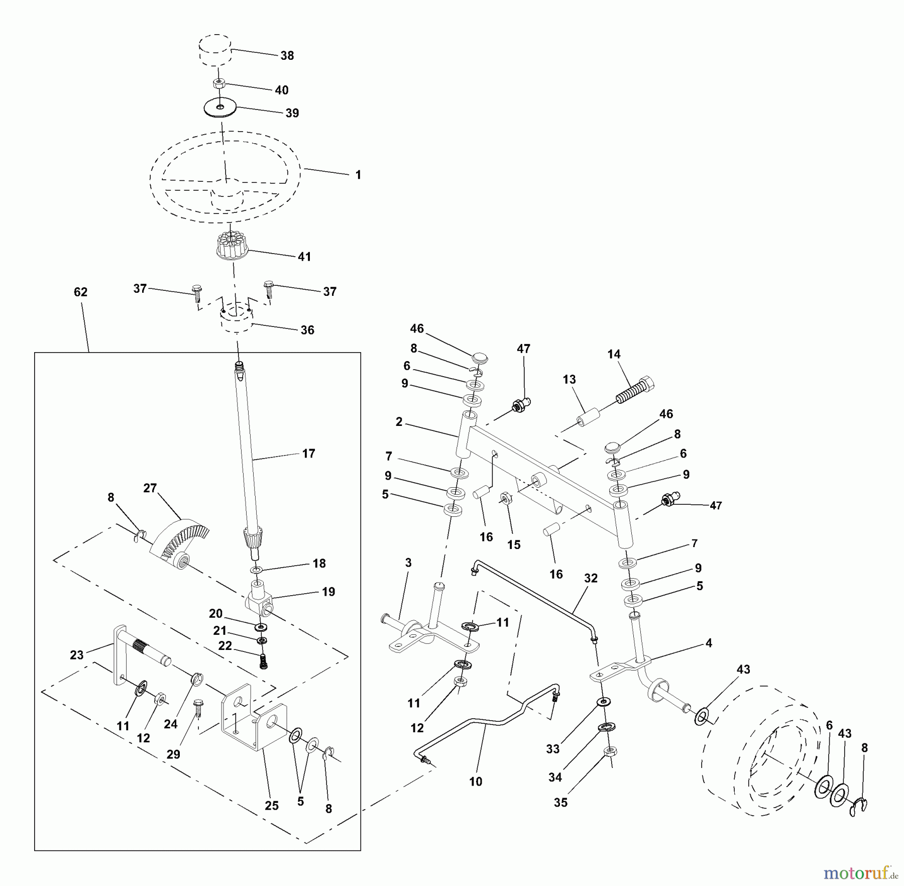 Husqvarna Rasen und Garten Traktoren YT 190 (954001982A) - Husqvarna Yard Tractor (1995-03 & After) Steering Assembly