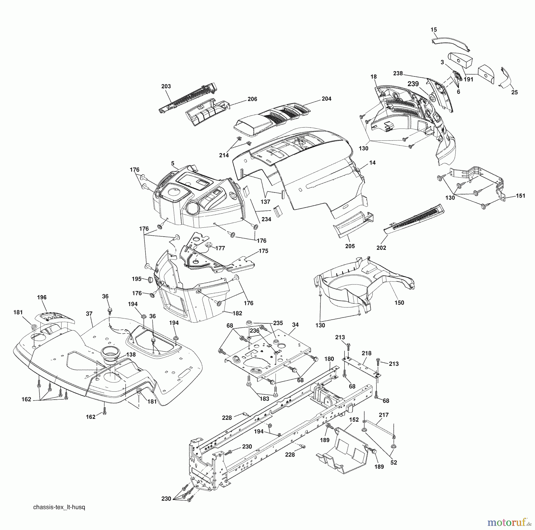 Husqvarna Rasen und Garten Traktoren YT 1942 (96043002500) - Husqvarna Yard Tractor (2008-04 & After) Chassis