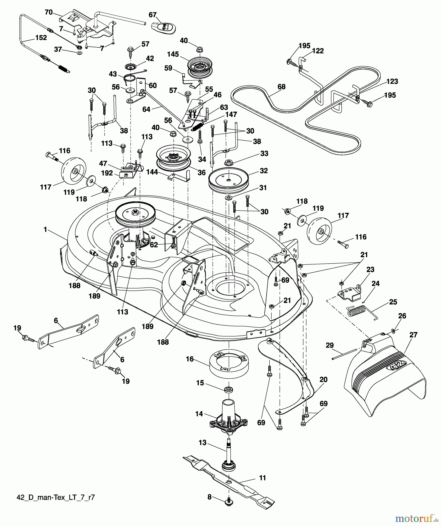 Husqvarna Rasen und Garten Traktoren YT 1942 (96043002500) - Husqvarna Yard Tractor (2008-04 & After) Mower Deck