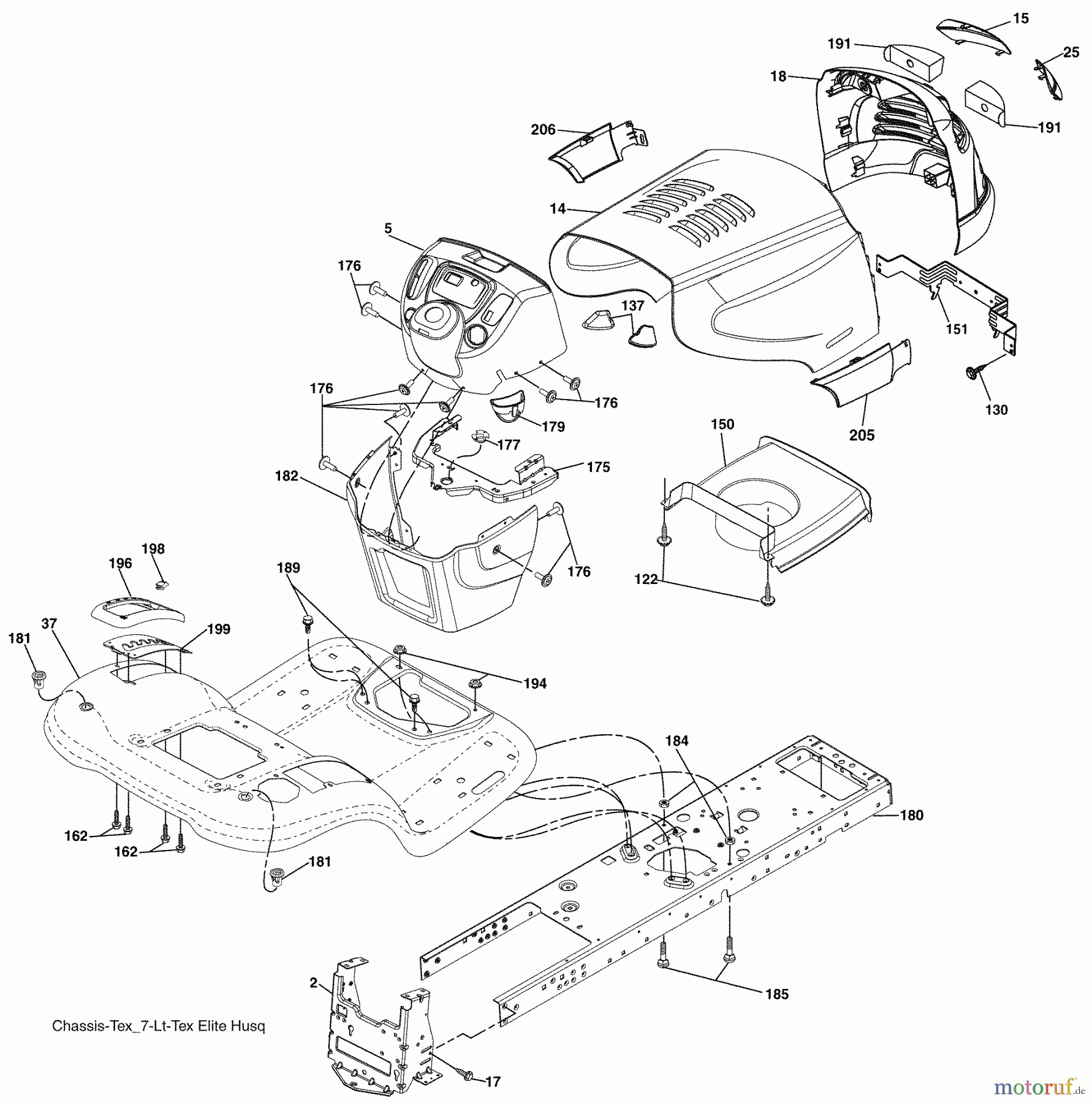 Husqvarna Rasen und Garten Traktoren YT 1942T (96043000300) - Husqvarna Yard Tractor (2006-05 & After) Chassis