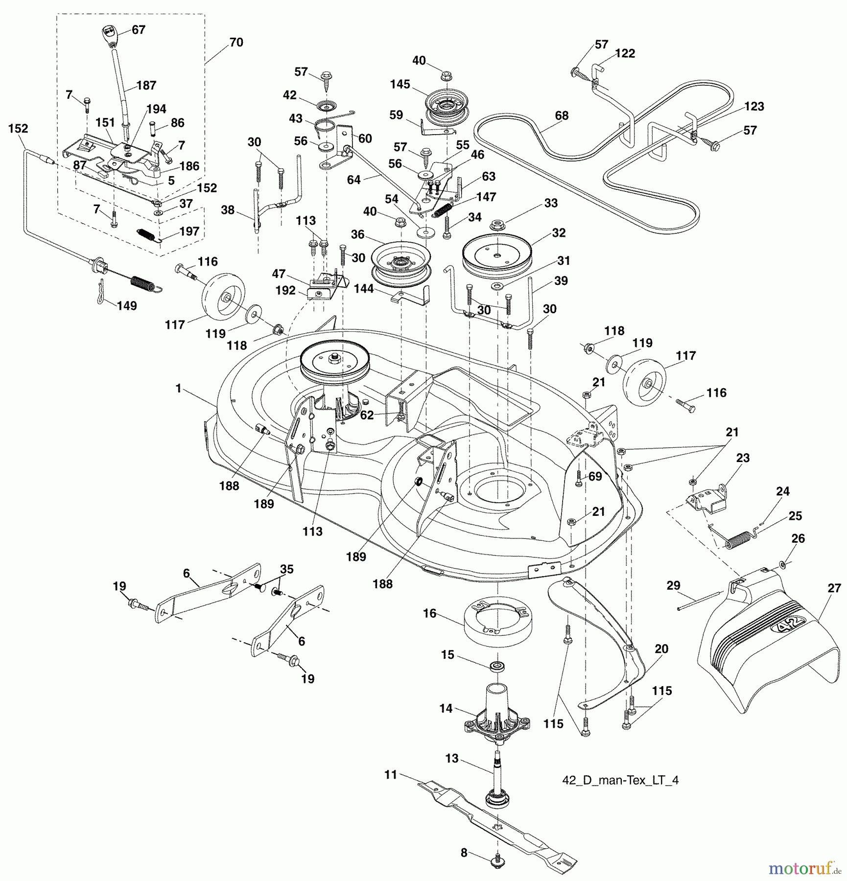 Husqvarna Rasen und Garten Traktoren YT 1942T (96043000300) - Husqvarna Yard Tractor (2006-05 & After) Mower Deck