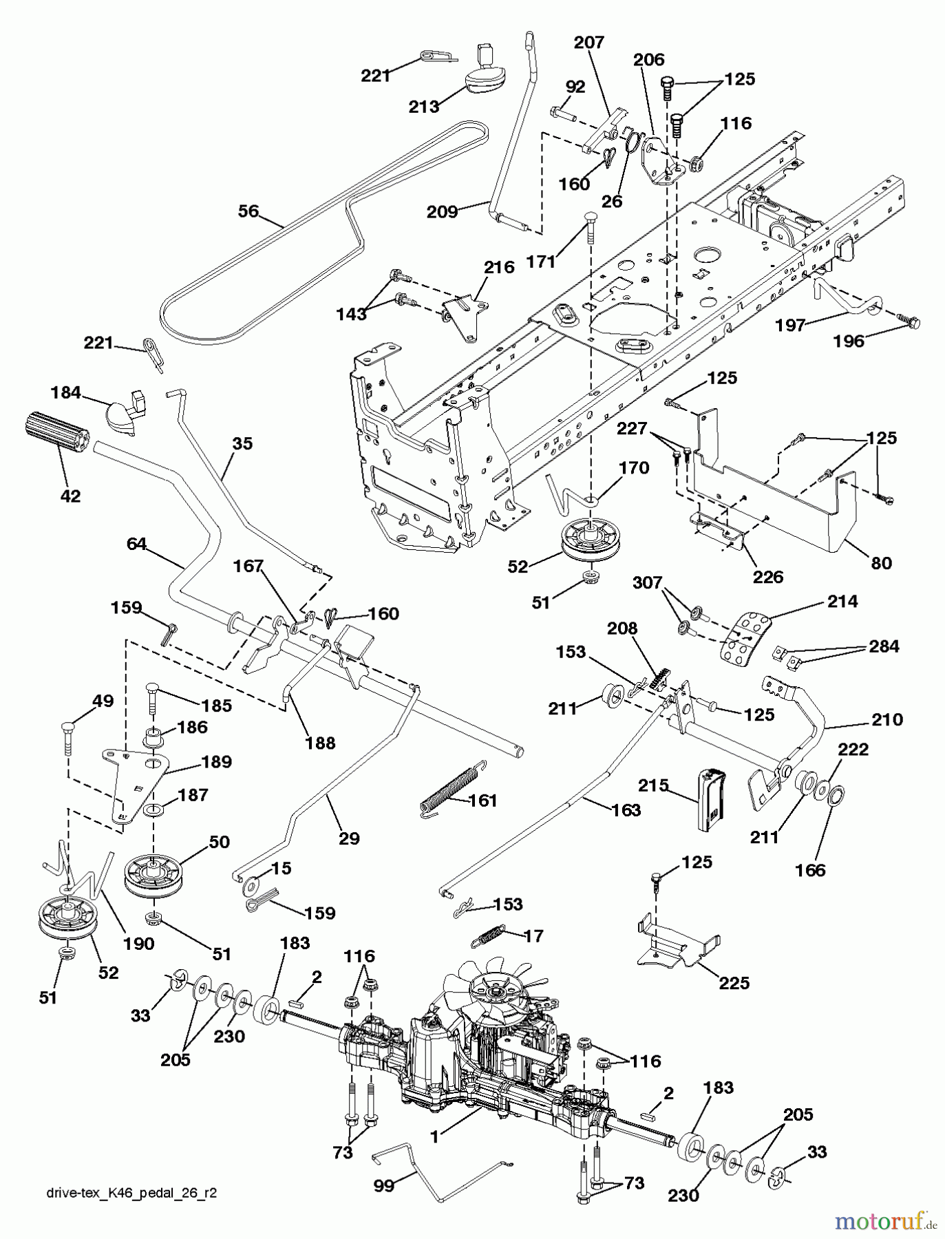 Husqvarna Rasen und Garten Traktoren YT 46LS (96043015000) - Husqvarna Yard Tractor (2012-09 & After) DRIVE