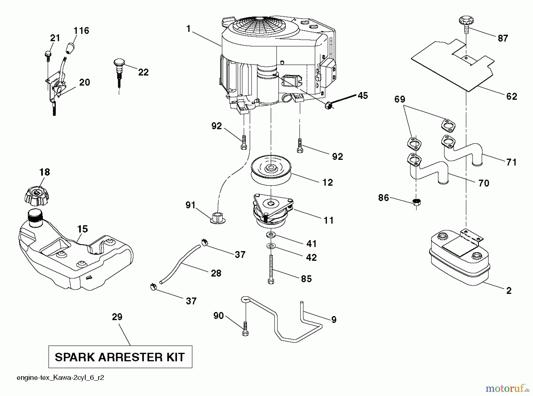 Husqvarna Rasen und Garten Traktoren YT 46LS (96043015000) - Husqvarna Yard Tractor (2012-09 & After) ENGINE