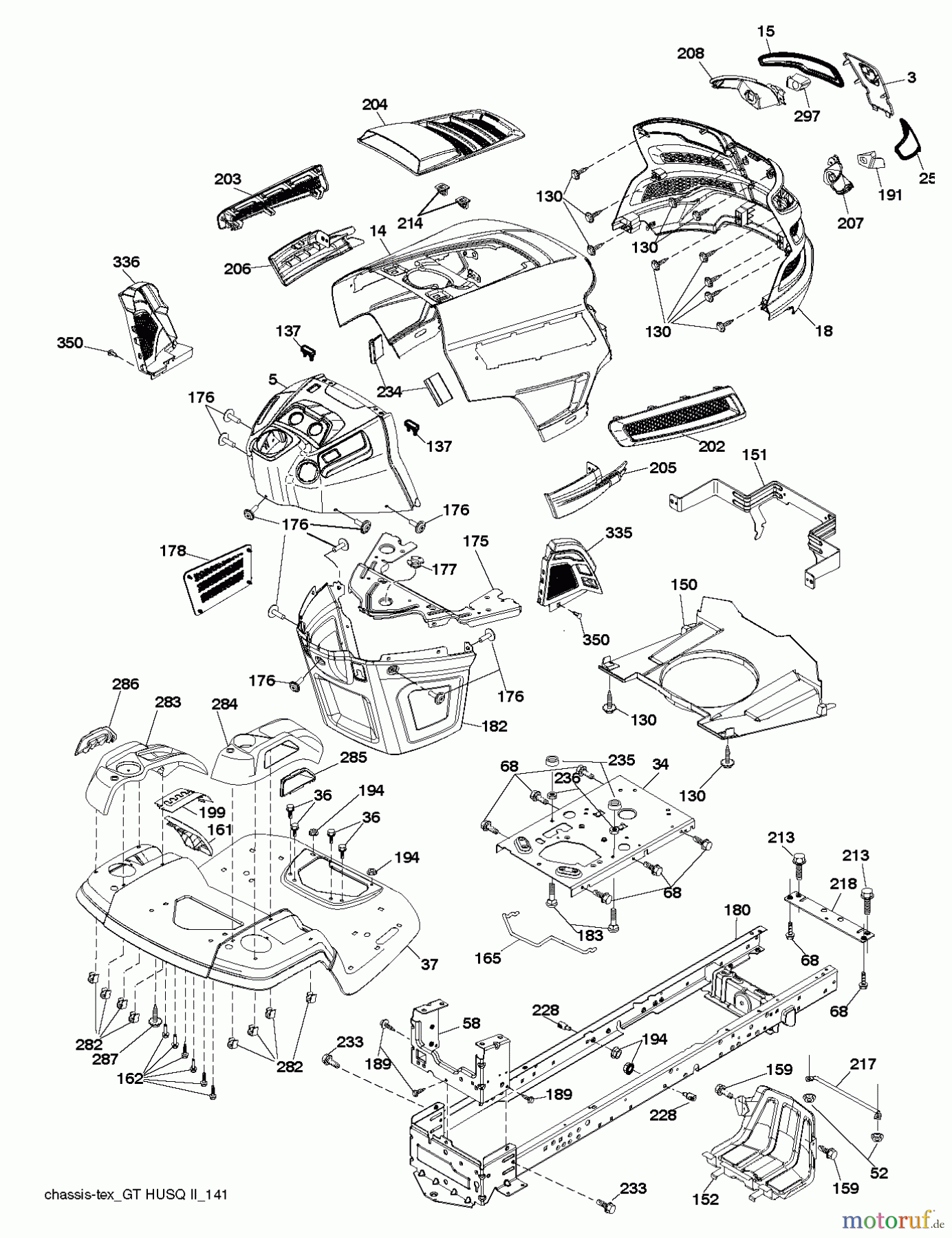 Husqvarna Rasen und Garten Traktoren YT 54LS (96043015200) - Husqvarna Yard Tractor (2012-10 & After) CHASSIS / FRAME