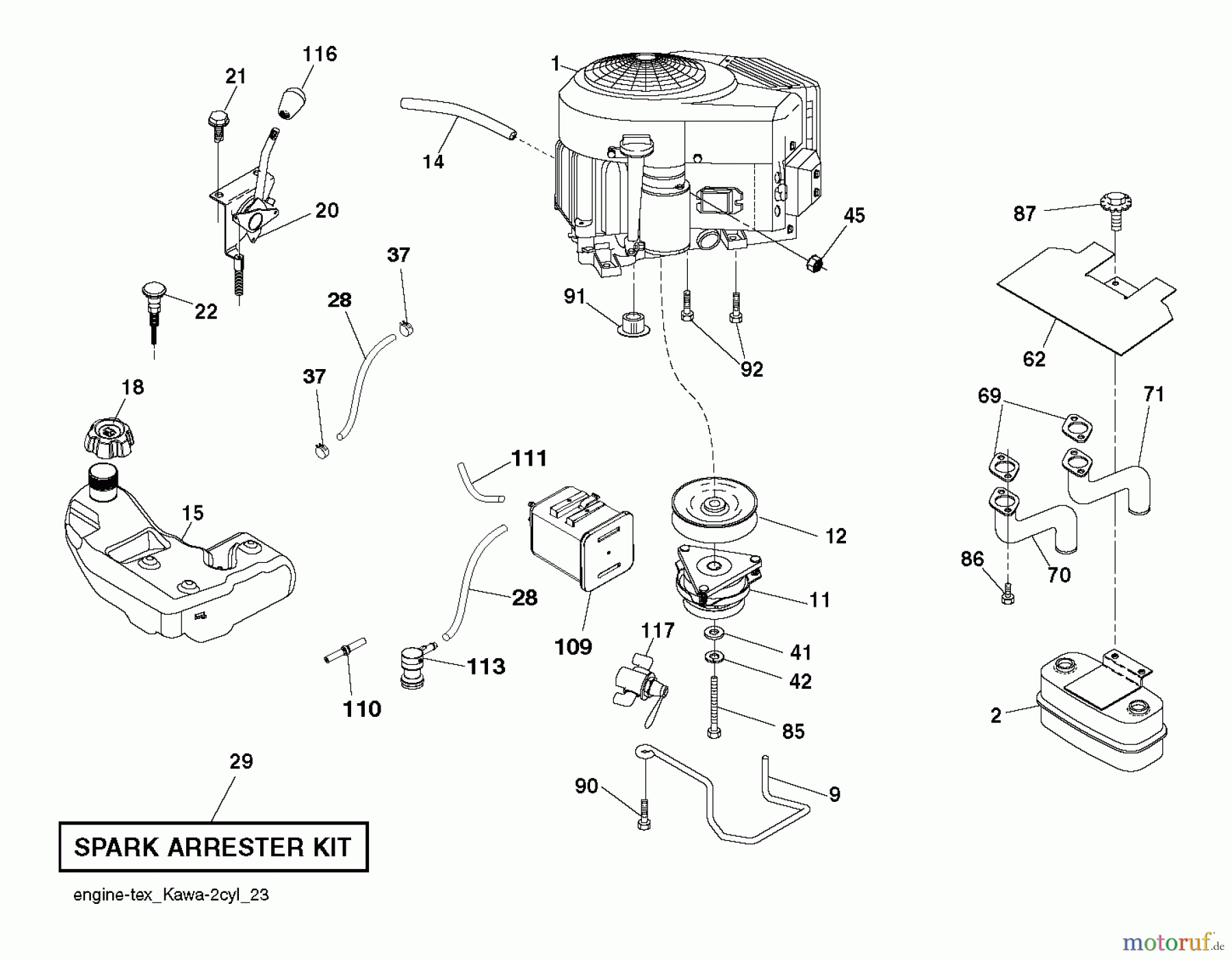 Husqvarna Rasen und Garten Traktoren YT48 LS (96043015601) - Husqvarna Yard Tractor (2013-08) ENGINE