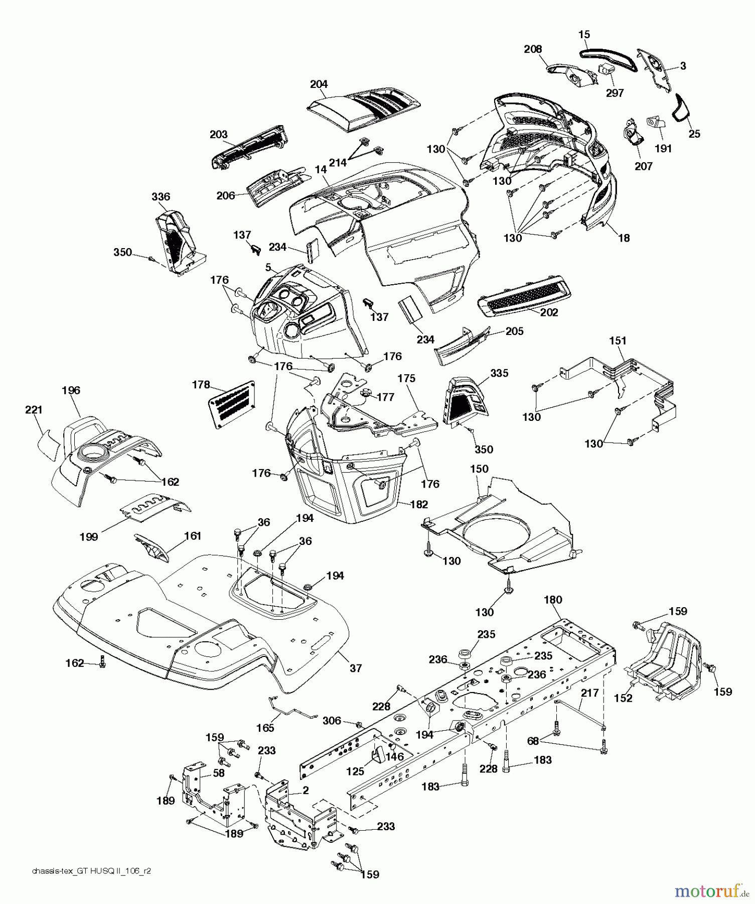 Husqvarna Rasen und Garten Traktoren YT48XLS (96043015501) - Husqvarna Yard Tractor (2013-09) CHASSIS / FRAME
