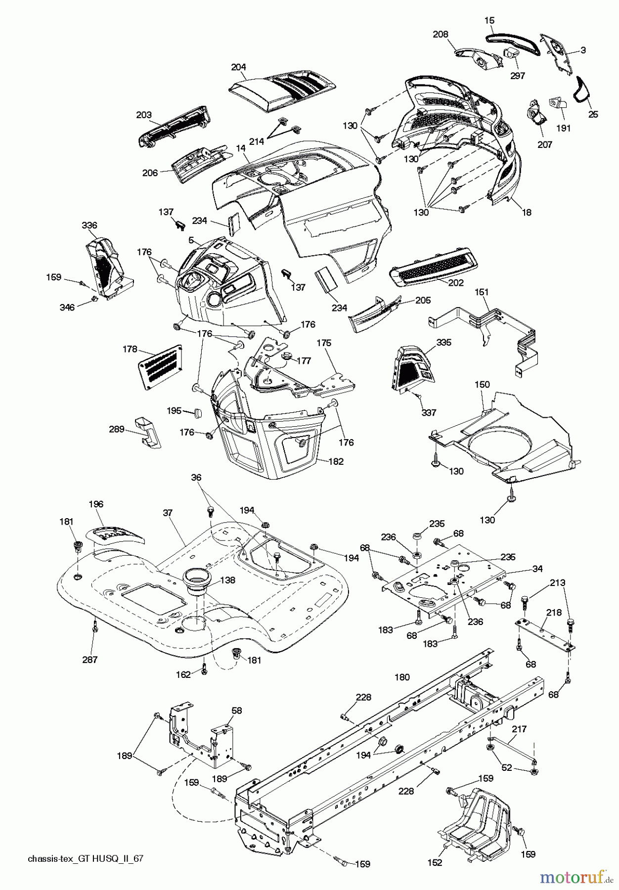 Husqvarna Rasen und Garten Traktoren YTA 19K42 (96043013900) - Husqvarna Yard Tractor (2011-08 & After) CHASSIS ENCLOSURES