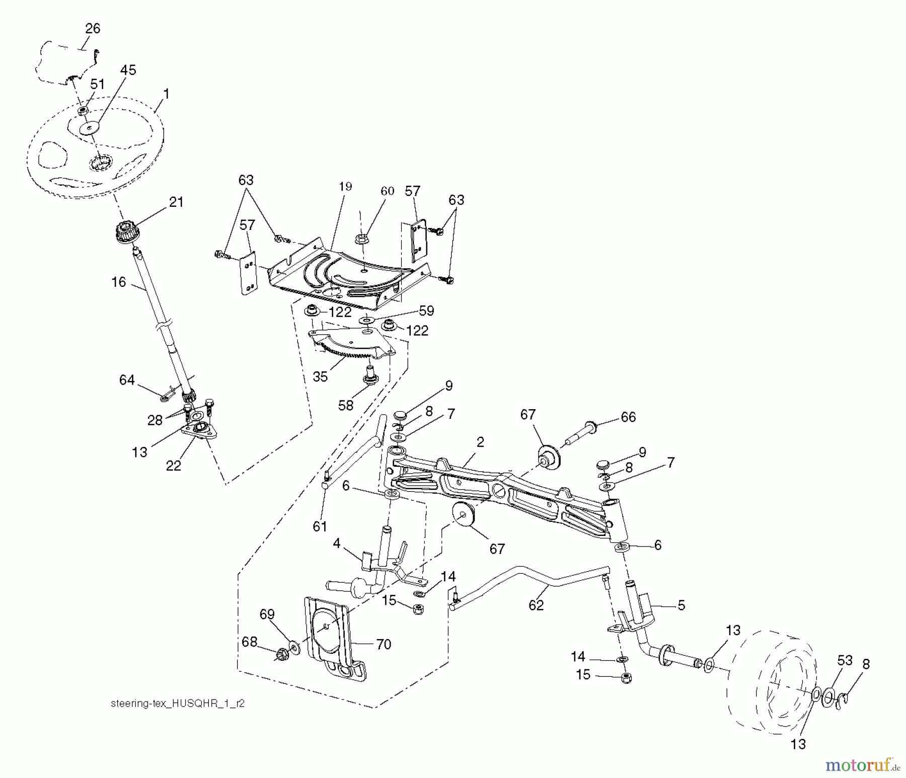 Husqvarna Rasen und Garten Traktoren YTA 19K42 (96043013901) - Husqvarna Yard Tractor (2012-10 & After) STEERING