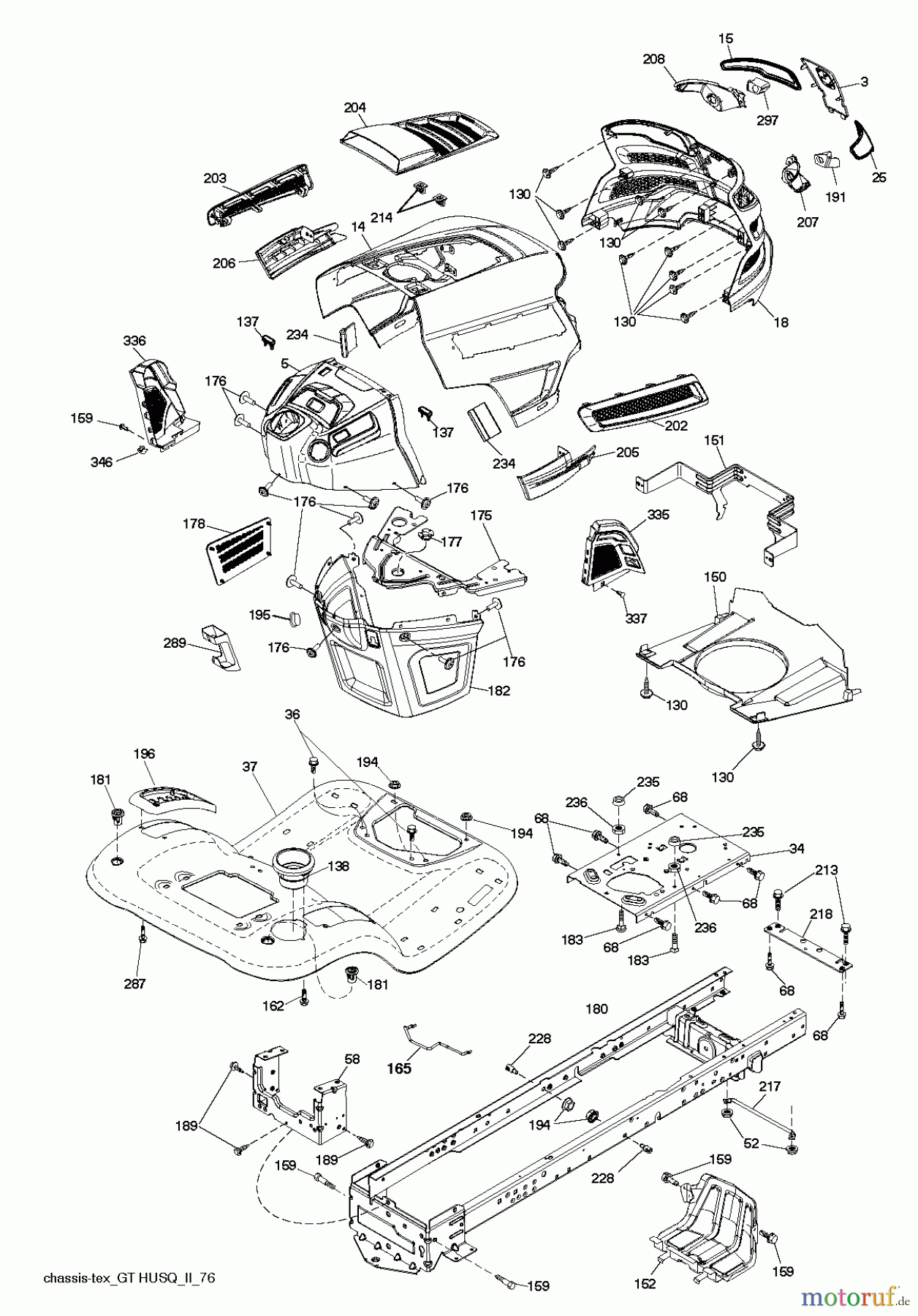 Husqvarna Rasen und Garten Traktoren YTA 19K42 (96043014200) - Husqvarna Yard Tractor (2011-09 & After) CHASSIS ENCLOSURES
