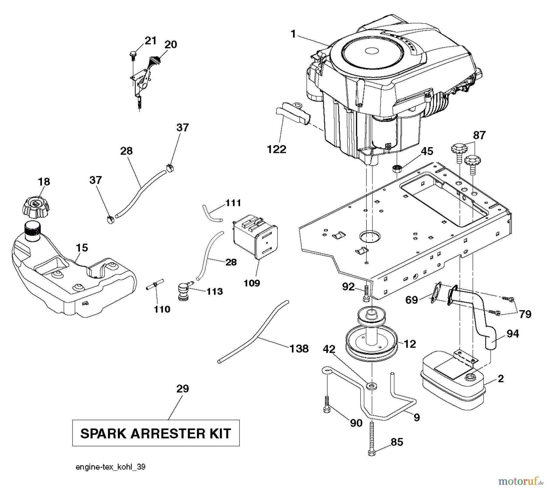 Husqvarna Rasen und Garten Traktoren YTA 19K42 (96043014200) - Husqvarna Yard Tractor (2011-09 & After) ENGINE