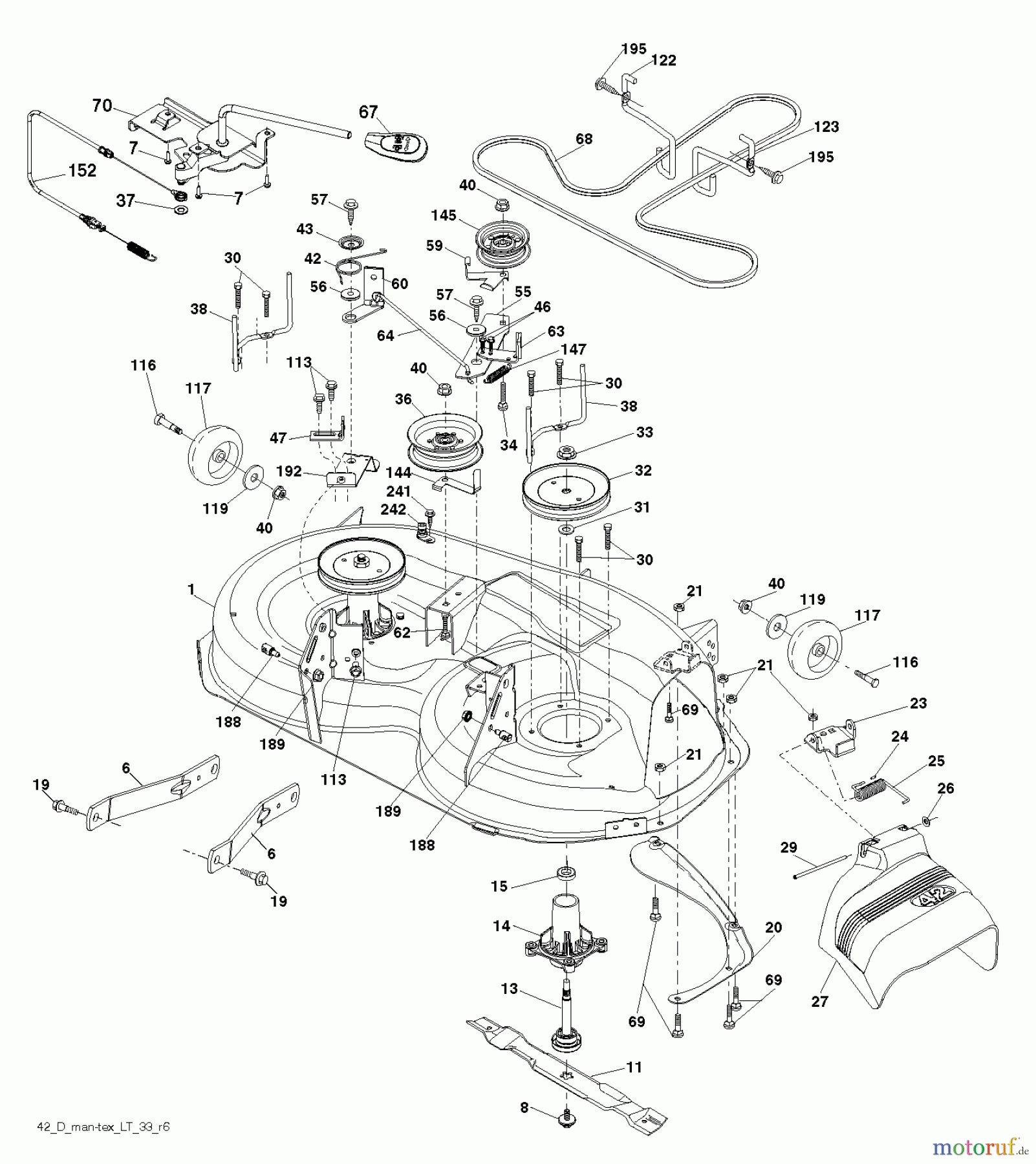 Husqvarna Rasen und Garten Traktoren YTA 19K42 (96043014200) - Husqvarna Yard Tractor (2011-09 & After) MOWER DECK / CUTTING DECK