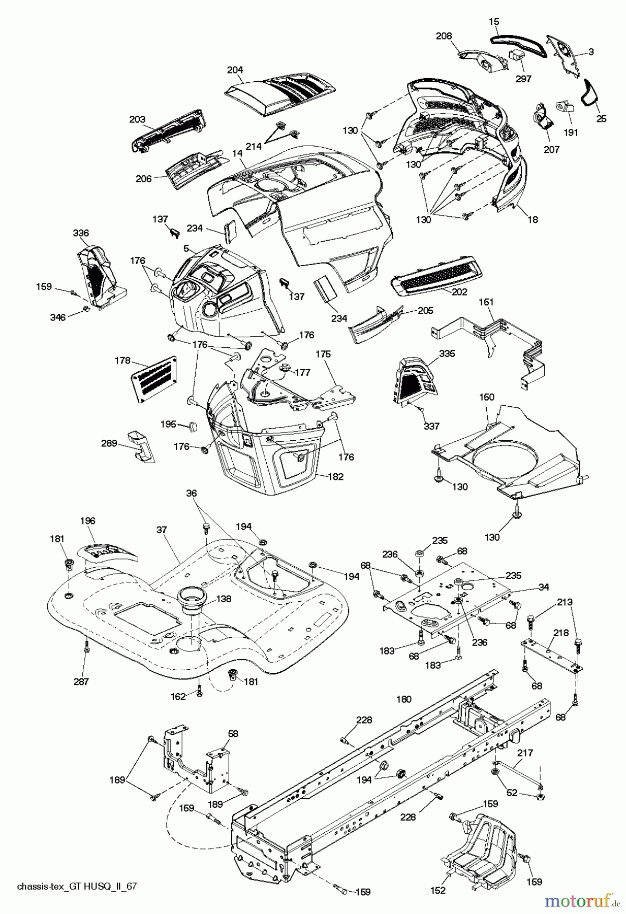 Husqvarna Rasen und Garten Traktoren YTA 19K42 (96045003300) - Husqvarna Yard Tractor (2011-09 & After) CHASSIS ENCLOSURES