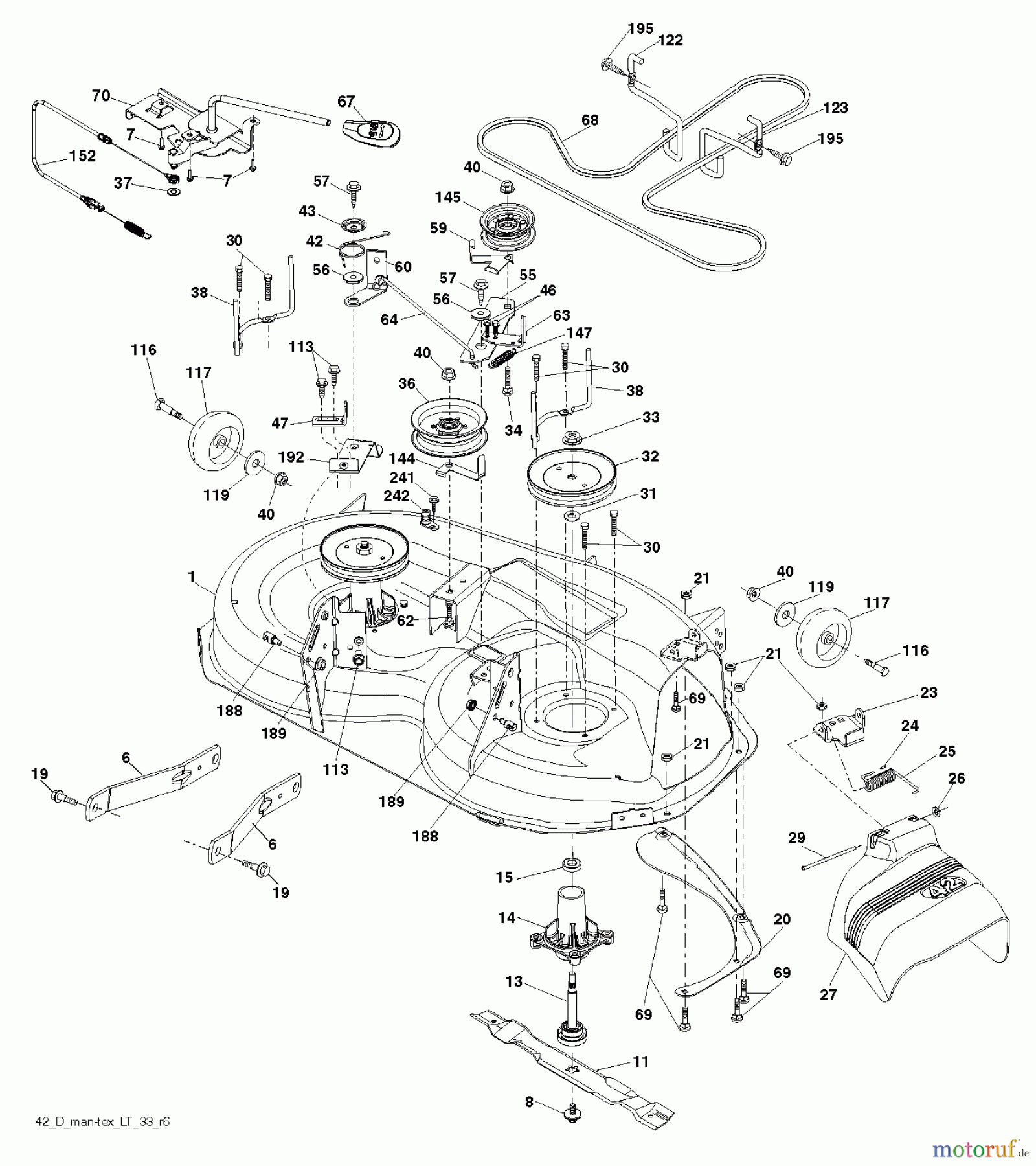 Husqvarna Rasen und Garten Traktoren YTA 19K42 (96045003300) - Husqvarna Yard Tractor (2011-09 & After) MOWER DECK / CUTTING DECK
