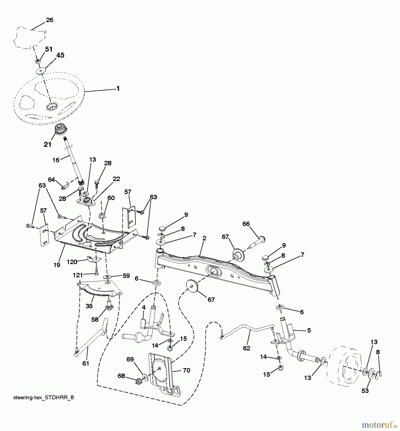 Husqvarna Rasen und Garten Traktoren YTA 19K42 (96045003300) - Husqvarna Yard Tractor (2011-09 & After) STEERING