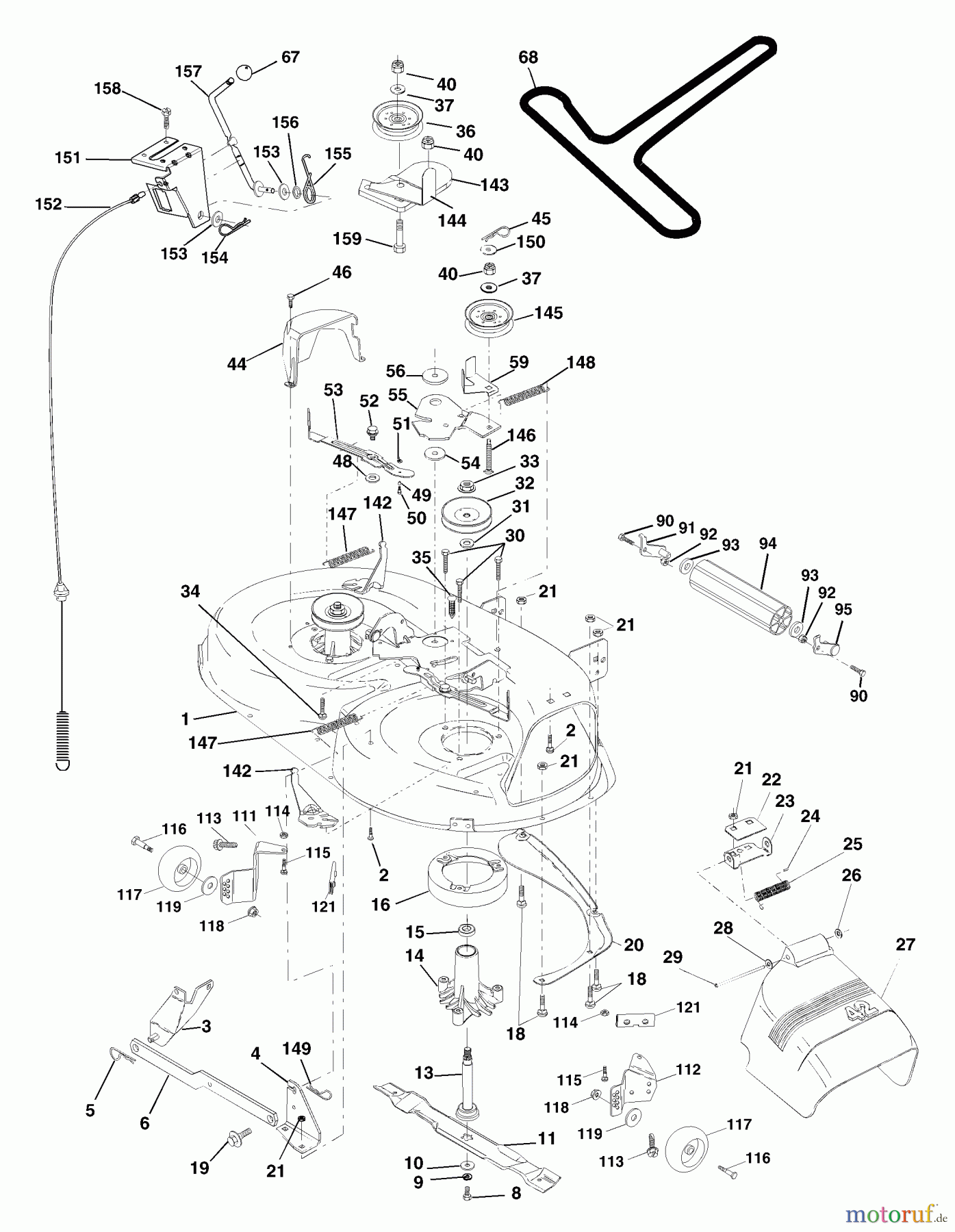 Husqvarna Rasen und Garten Traktoren YTH 130 (954170026) (HEYTH130K) - Husqvarna Yard Tractor (2000-10 to 2001-01) Mower Deck