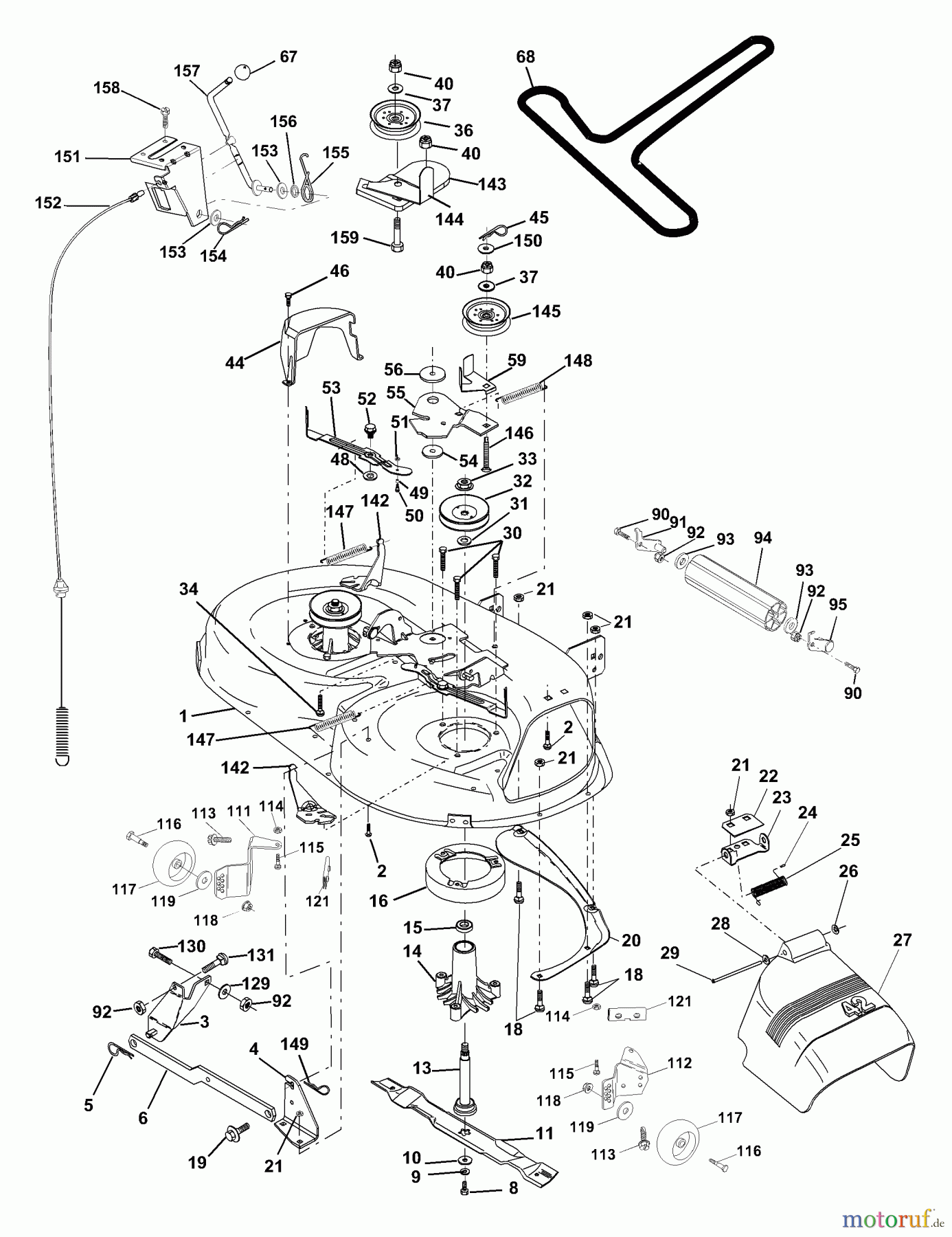 Husqvarna Rasen und Garten Traktoren YTH 130 (954170026) (HEYTH130L) - Husqvarna Yard Tractor (2001-02 & After) Mower Deck