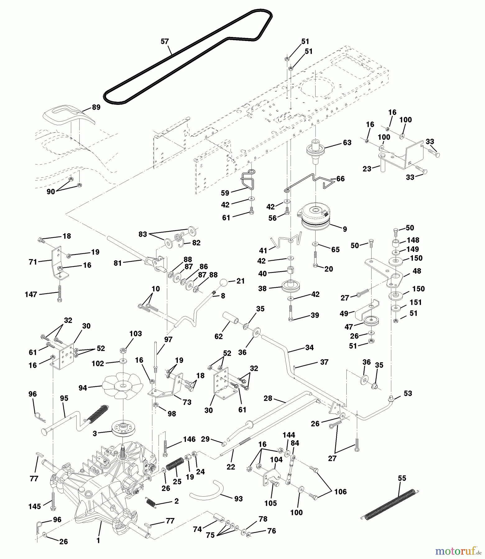 Husqvarna Rasen und Garten Traktoren YTH 145 (954140015A) - Husqvarna Yard Tractor (1999-05 & After) Drive