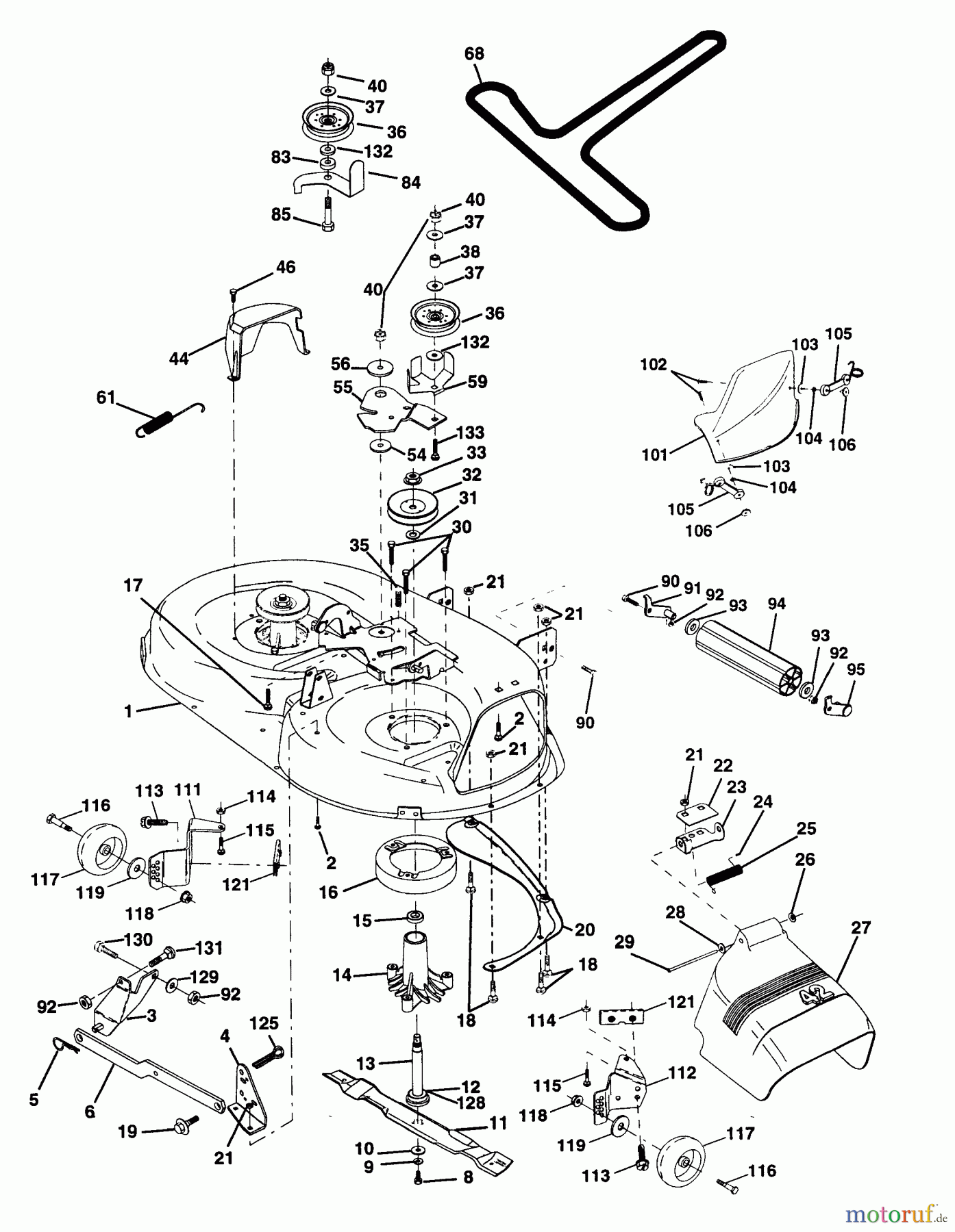 Husqvarna Rasen und Garten Traktoren YTH 150 (954140007) (HCLTH150C) - Husqvarna Yard Tractor (1997-05 & After) Mower Deck