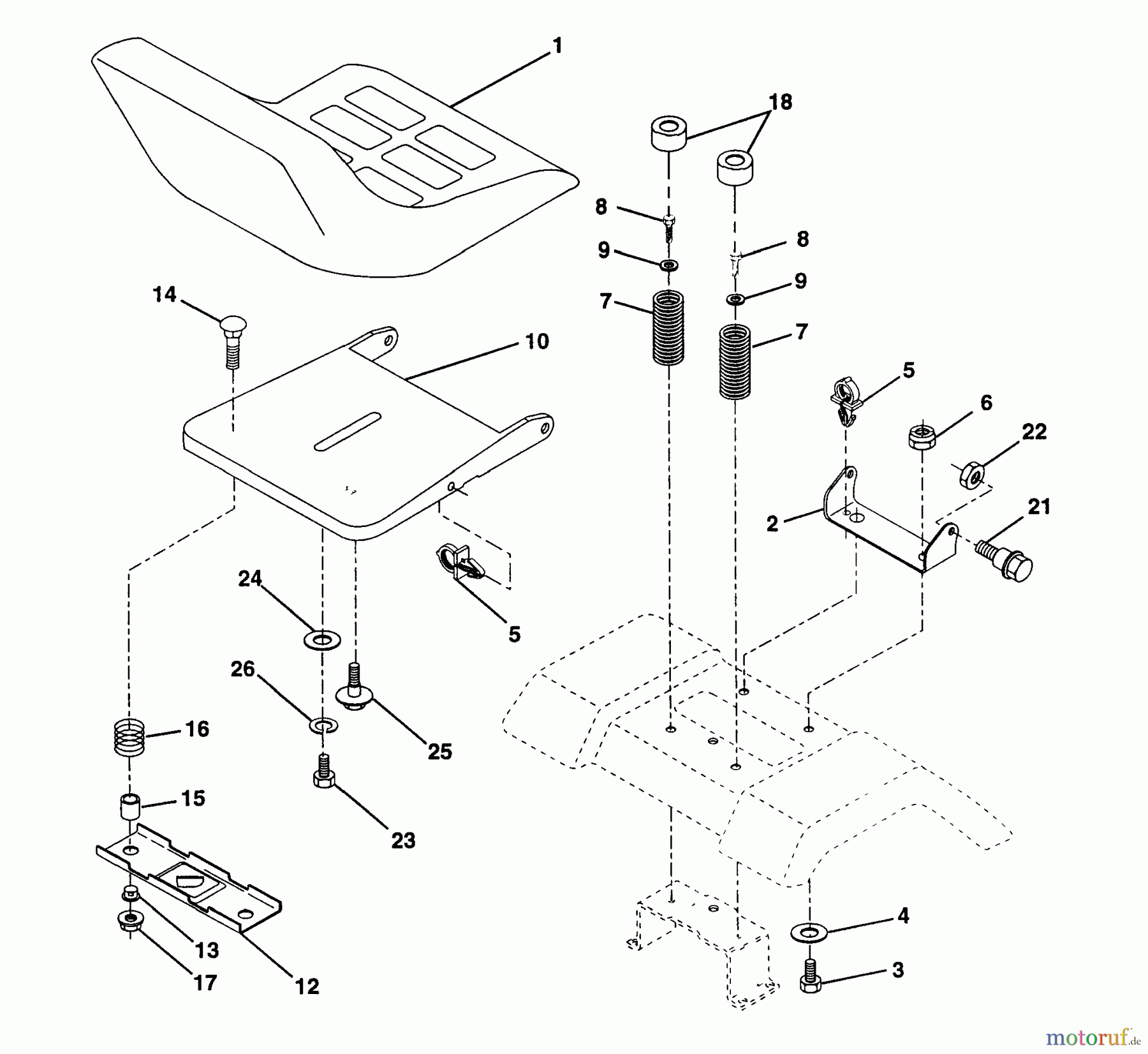 Husqvarna Rasen und Garten Traktoren YTH 150 (954140007) (HCLTH150C) - Husqvarna Yard Tractor (1997-05 & After) Seat Assembly