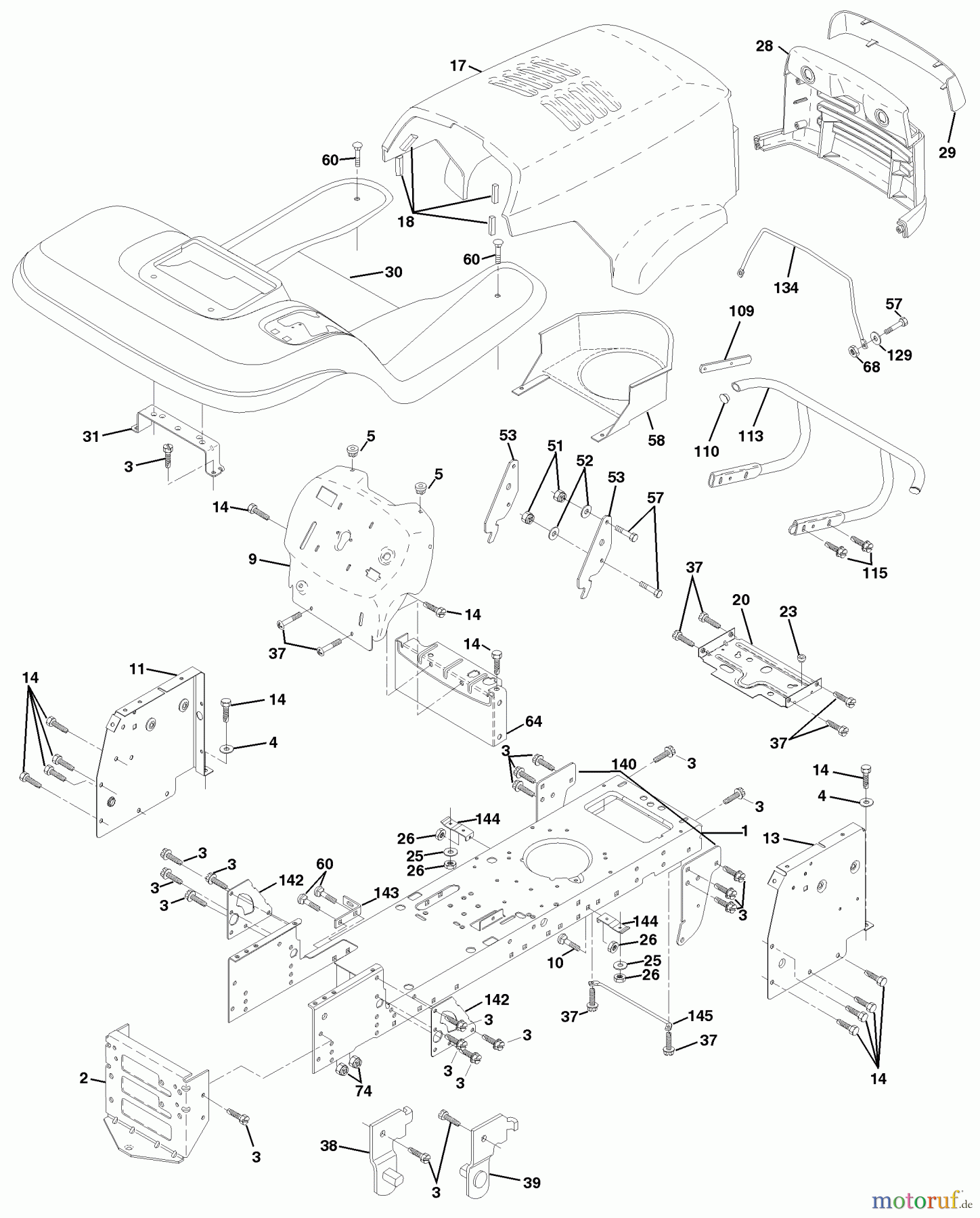 Husqvarna Rasen und Garten Traktoren YTH 150 (954140007) (HCLTH150J) - Husqvarna Yard Tractor (1999-03 & After) Chassis And Enclosures
