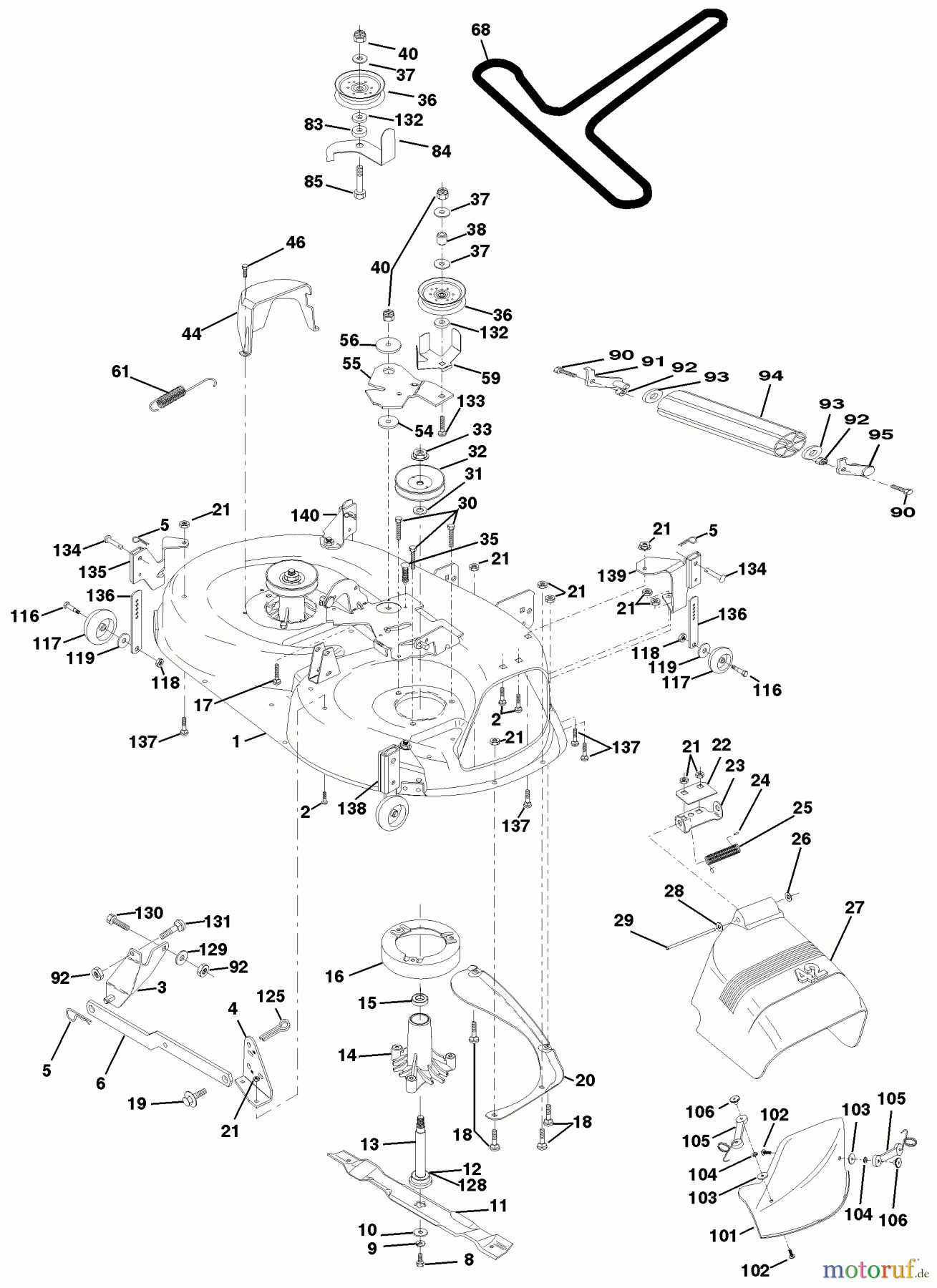 Husqvarna Rasen und Garten Traktoren YTH 150 (954140007) (HCLTH150J) - Husqvarna Yard Tractor (1999-03 & After) Mower Deck