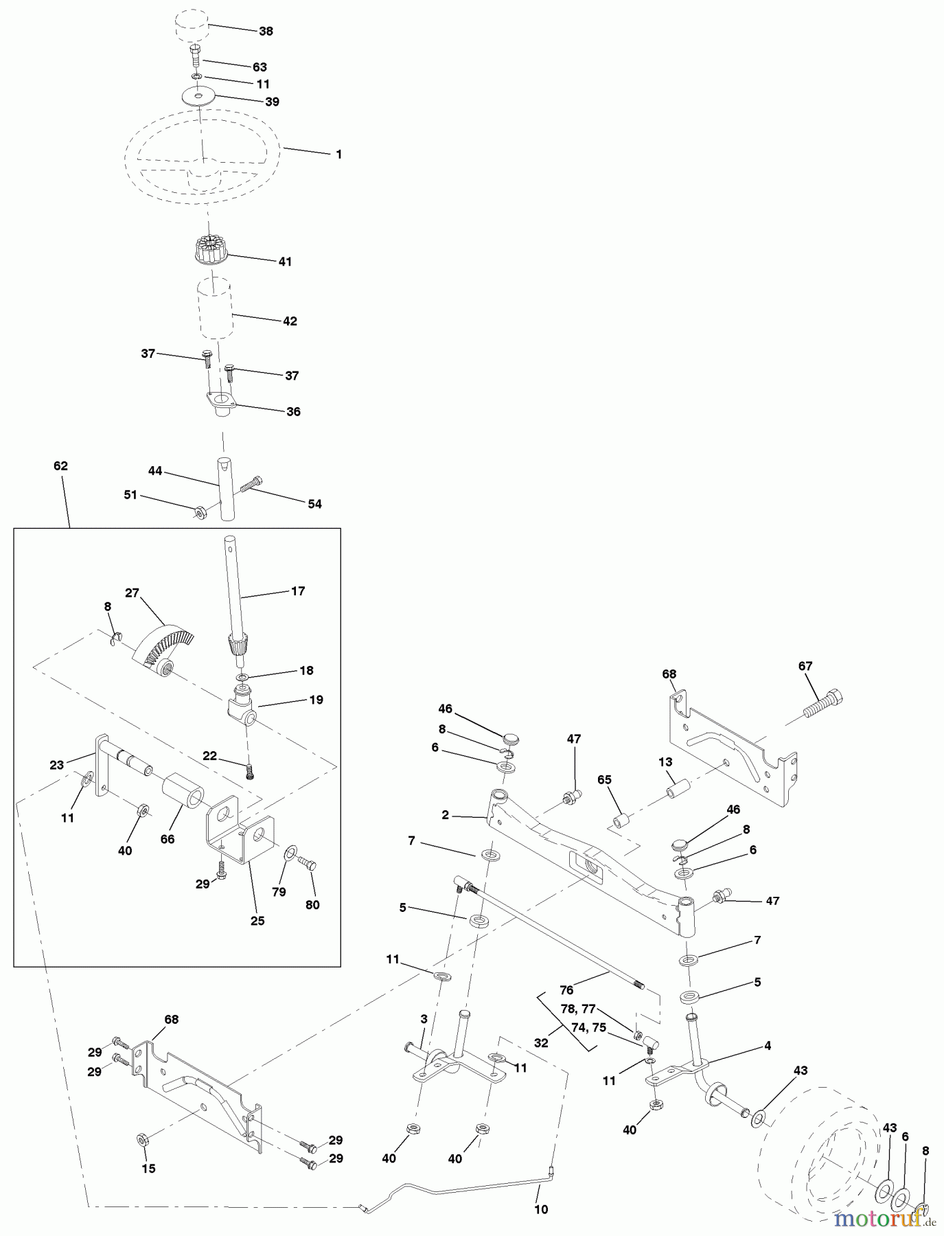 Husqvarna Rasen und Garten Traktoren YTH 150 (954140007) (HCLTH150J) - Husqvarna Yard Tractor (1999-03 & After) Steering Assembly