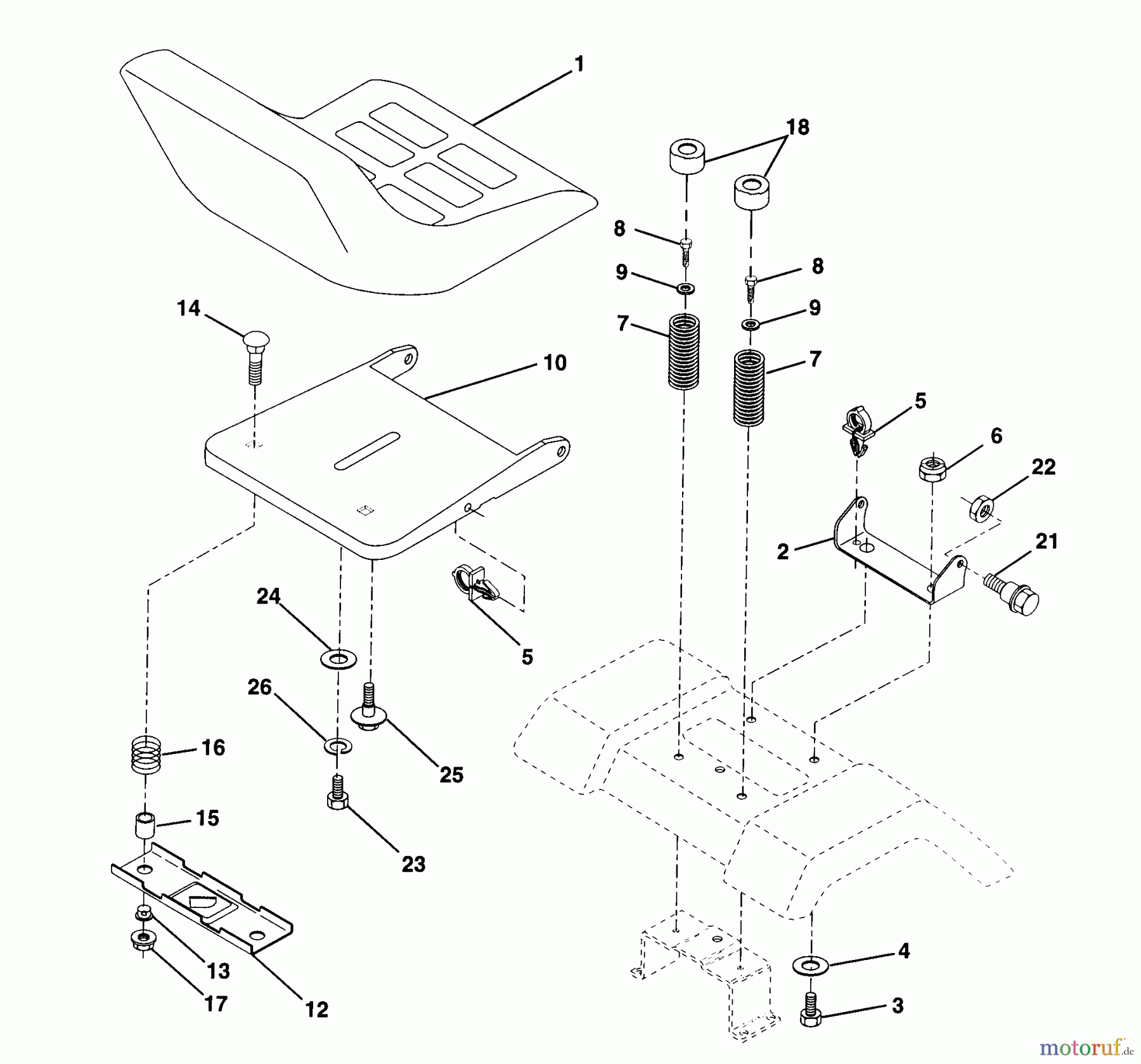 Husqvarna Rasen und Garten Traktoren YTH 150 (954140007) - Husqvarna Yard Tractor (1997-12 & After) Seat Assembly