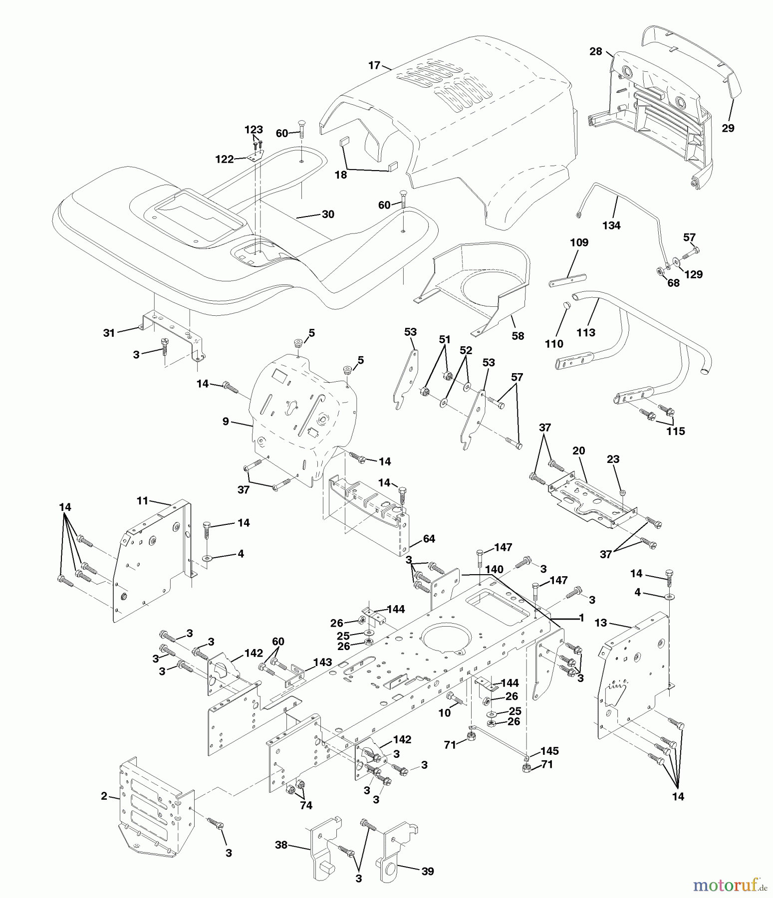 Husqvarna Rasen und Garten Traktoren YTH 150 (954140007B) - Husqvarna Yard Tractor (1997-12 & After) Chassis And Enclosures