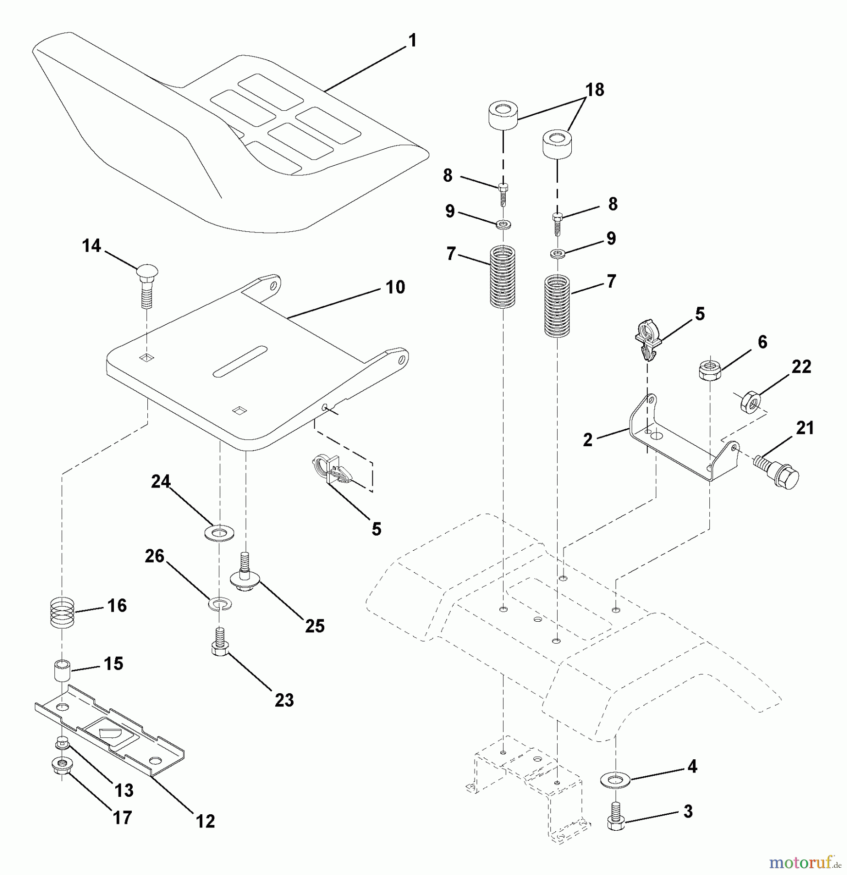 Husqvarna Rasen und Garten Traktoren YTH 150 (954140007C) - Husqvarna Yard Tractor (1997-12 & After) Seat Assembly