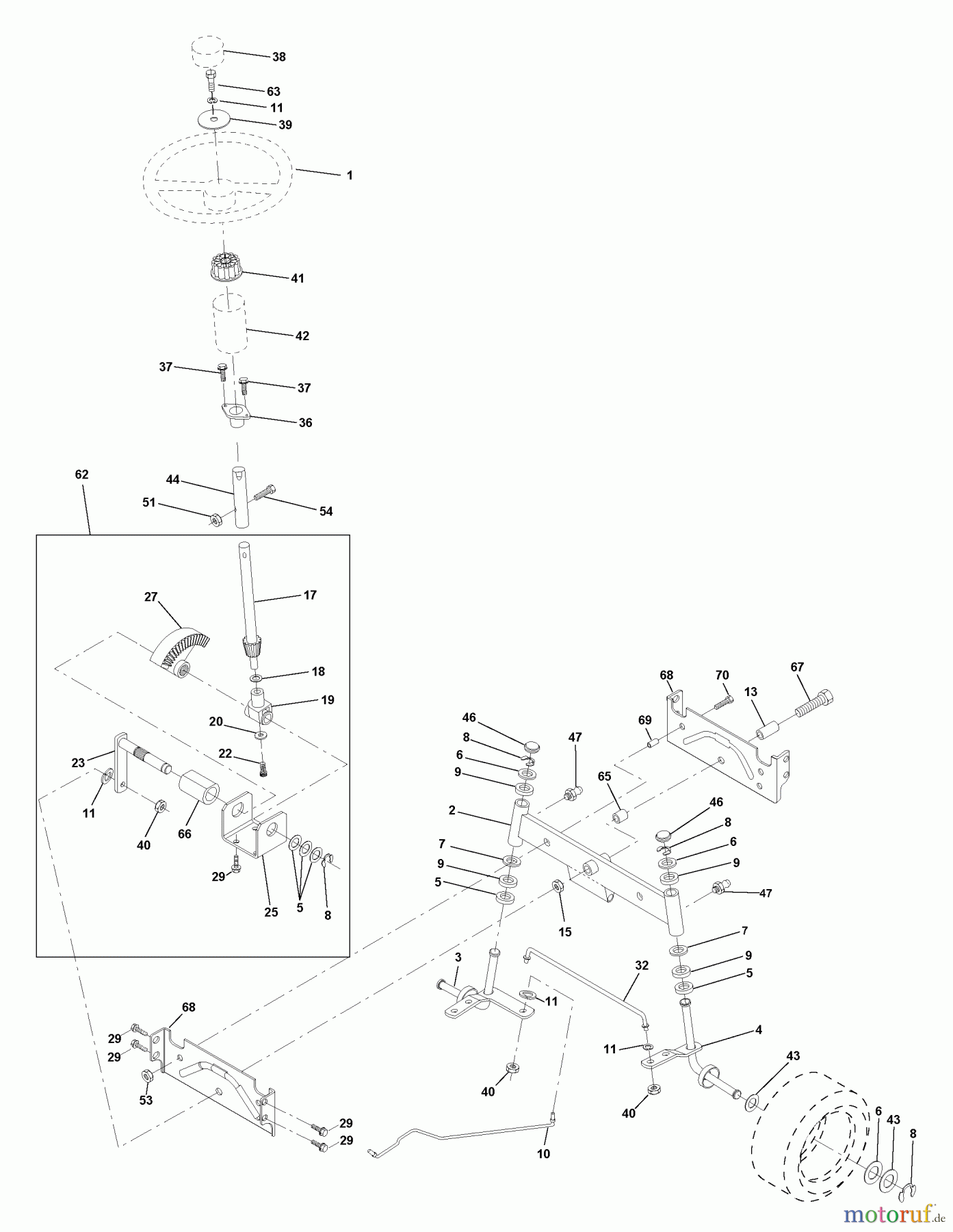 Husqvarna Rasen und Garten Traktoren YTH 150 (954140007C) - Husqvarna Yard Tractor (1997-12 & After) Steering Assembly