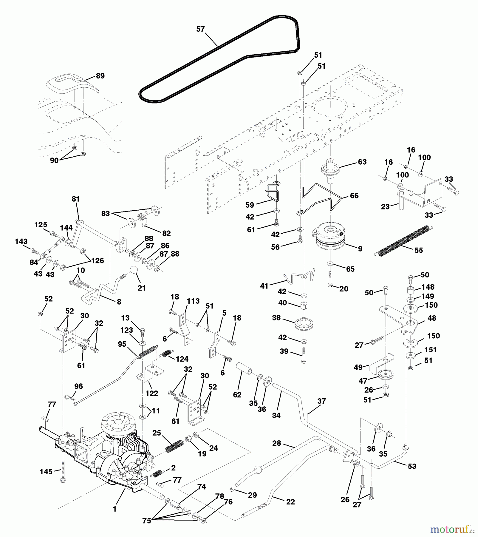 Husqvarna Rasen und Garten Traktoren YTH 150 (954140007D) - Husqvarna Yard Tractor (1998-02 & After) Drive